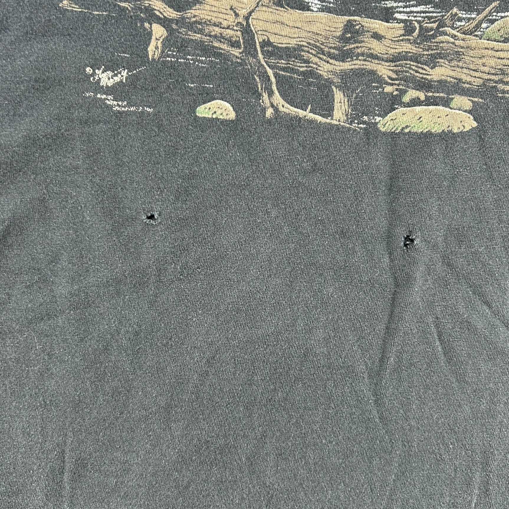 Vintage VINTAGE Harlequin Shirt Mens XL Black Single Stitch Bear Nature Sun Faded 90s Size US XL / EU 56 / 4 - 2 Thumbnail