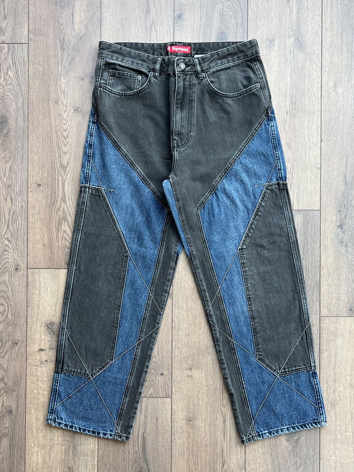 Supreme Supreme 2-Tone Paneled Denim Jeans “Black” 32 Size US 32 / EU 48 - 1 Thumbnail