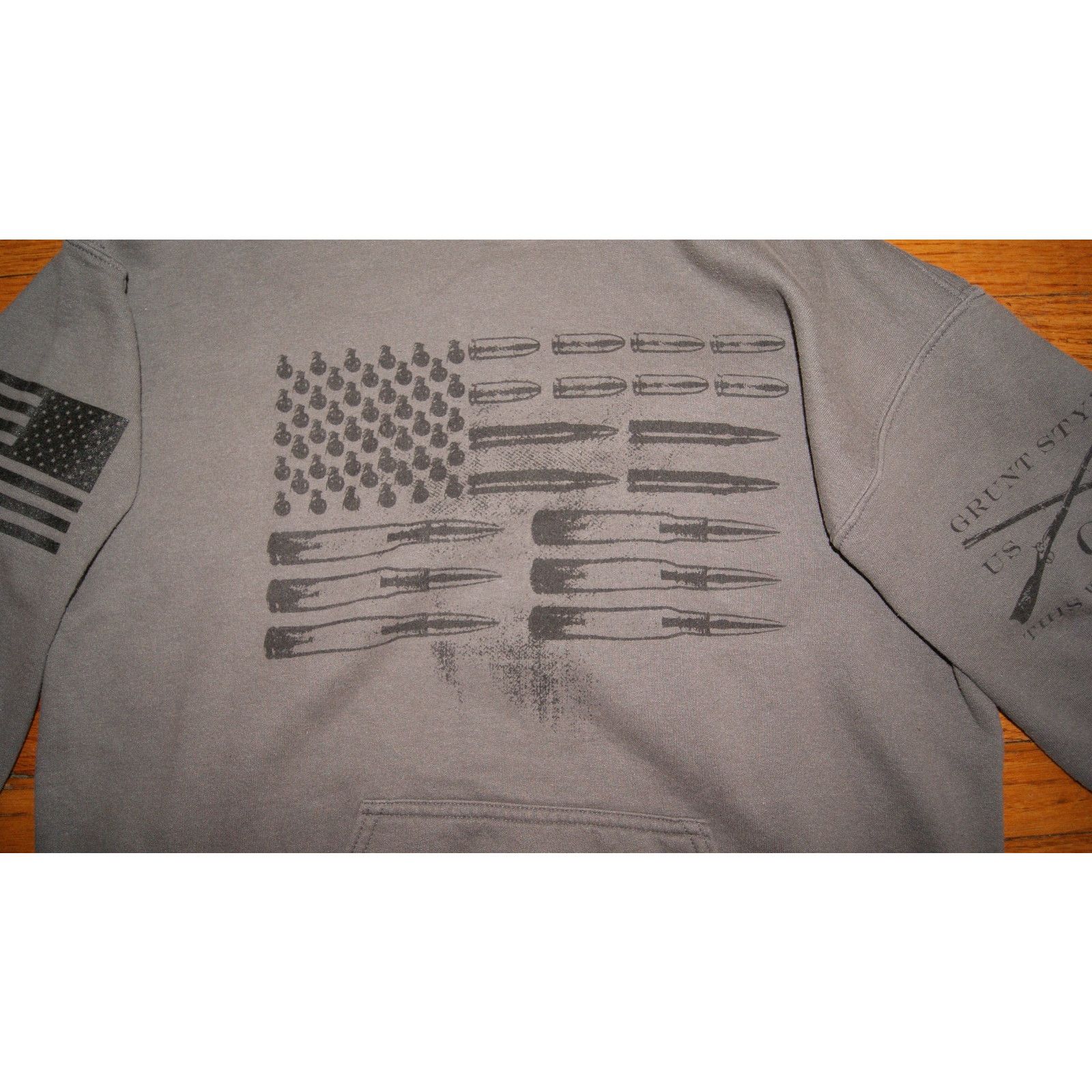 Grunt Style Grunt Style Hoodie Sweatshirt Mens M Gray Graphic Flag USA Size US M / EU 48-50 / 2 - 4 Thumbnail