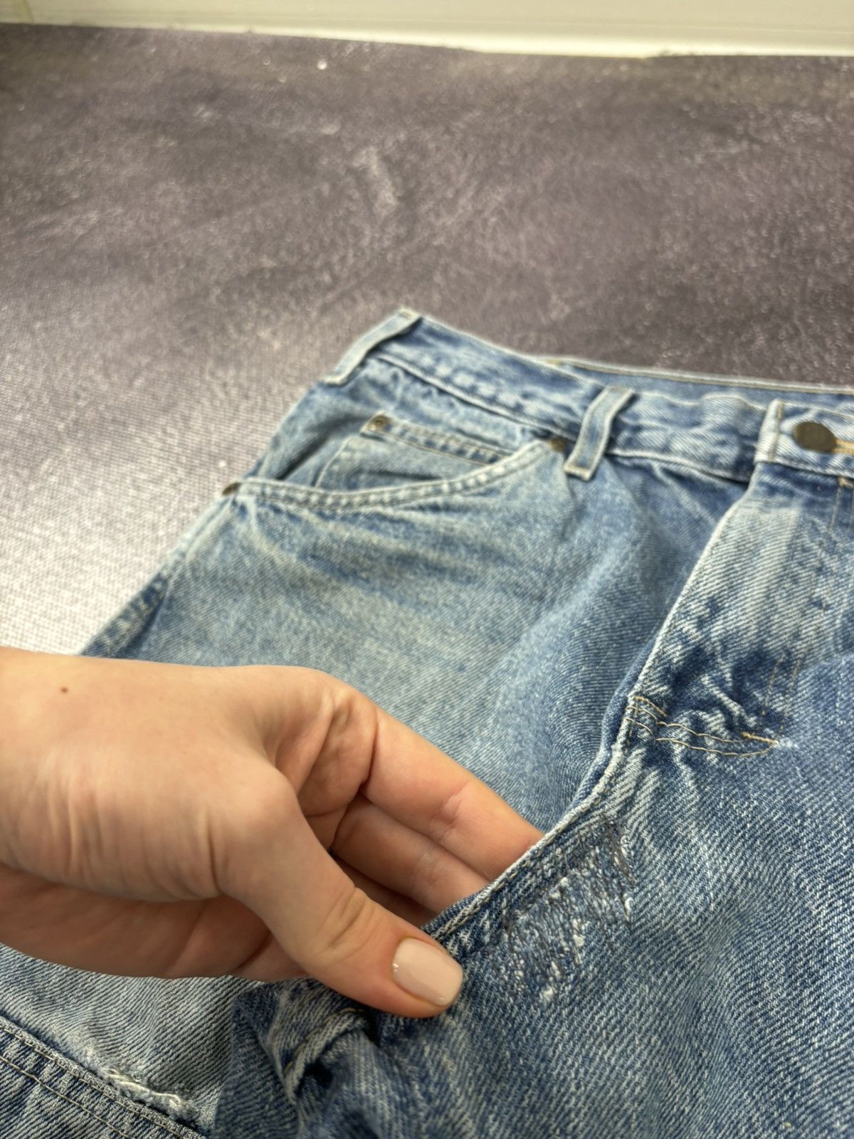 Dickies Vintage Dickies Double Knee USA Faded Denim Work Hype Jeans Size US 33 - 18 Thumbnail