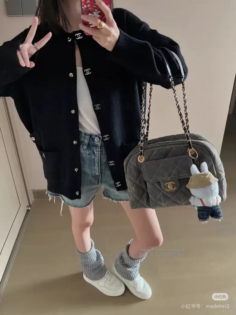 Chanel Chanel Black and silver schoolbag buckle teddy sweater kni Size XS / US 0-2 / IT 36-38 - 8 Thumbnail
