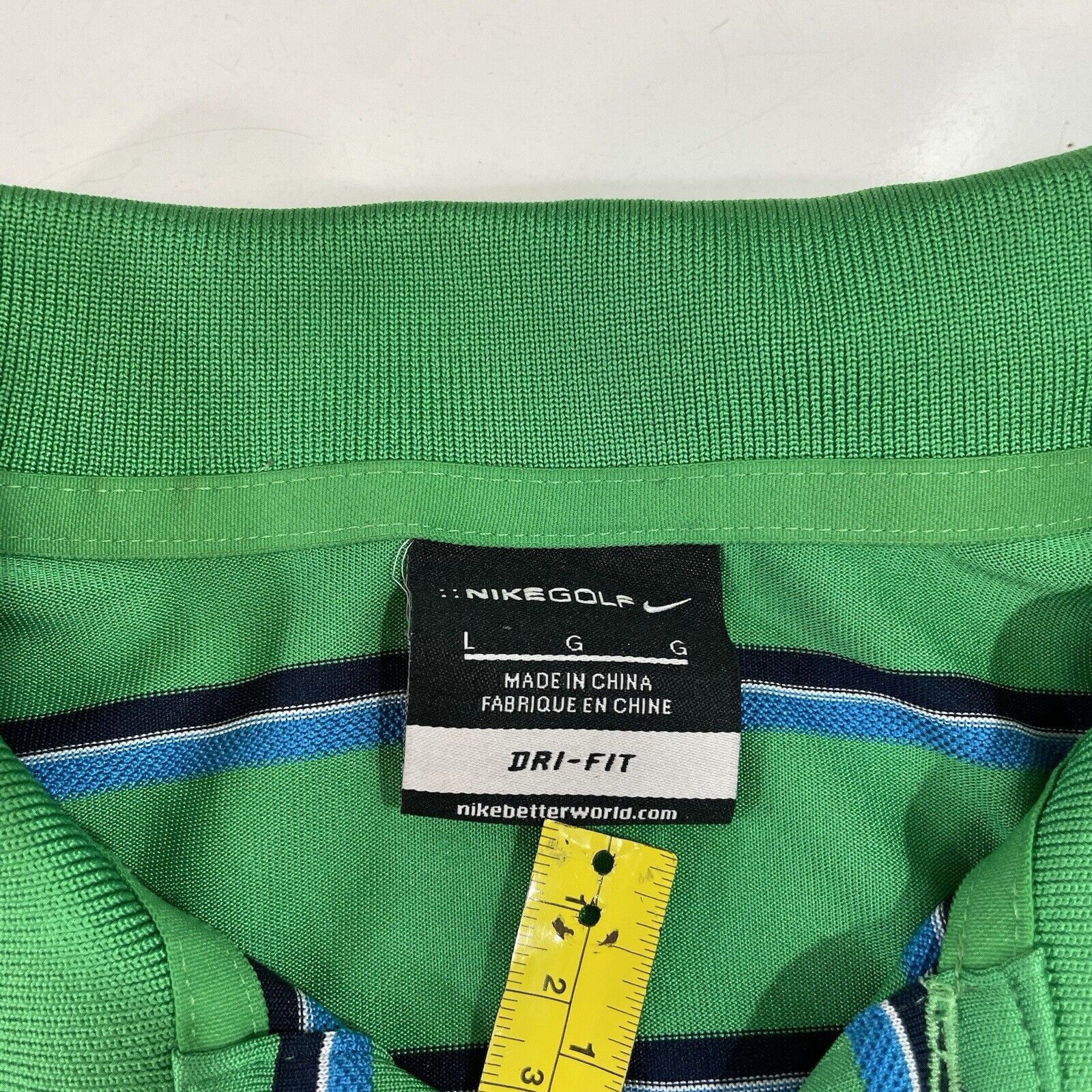 Nike NIKE Men’s Green Golf Athletic Polo Shirt Dri Fit Striped L Size US L / EU 52-54 / 3 - 2 Thumbnail