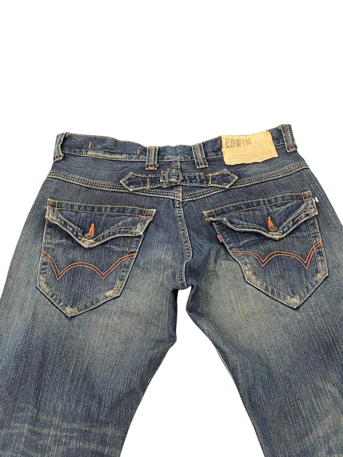 Edwin Flare Loose Jeans Edwin XVs Faded Distress Boot Cut 9🟦 Size US 33 - 17 Thumbnail