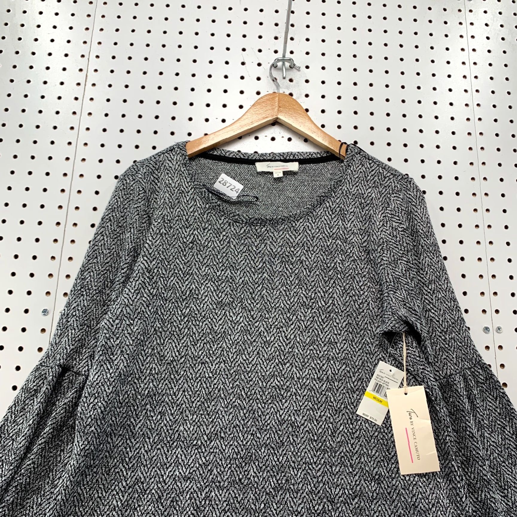 Vince Camuto VINTAGE Vince Camuto Gray Herringbone Blouse Long Sleeve Medium Bell Sleeve Womens Size M / US 6-8 / IT 42-44 - 5 Thumbnail