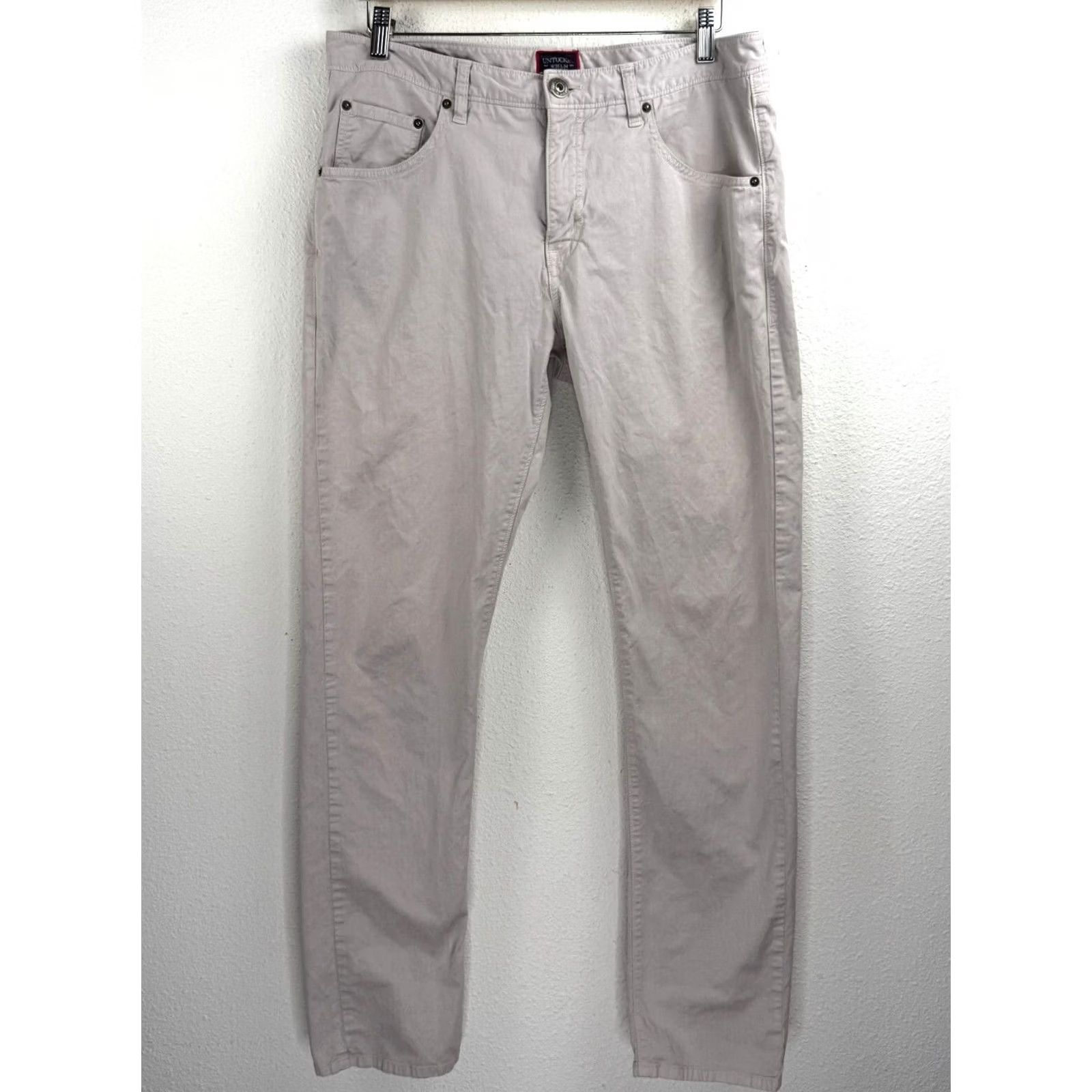 UNTUCKit Untuckit Pants Straight Fit 34x32 Gray Men's Dress Pants Flat Front Canvas Cotton Spandex 34 Inseam 32in Size US 34 / EU 50 - 2 Thumbnail