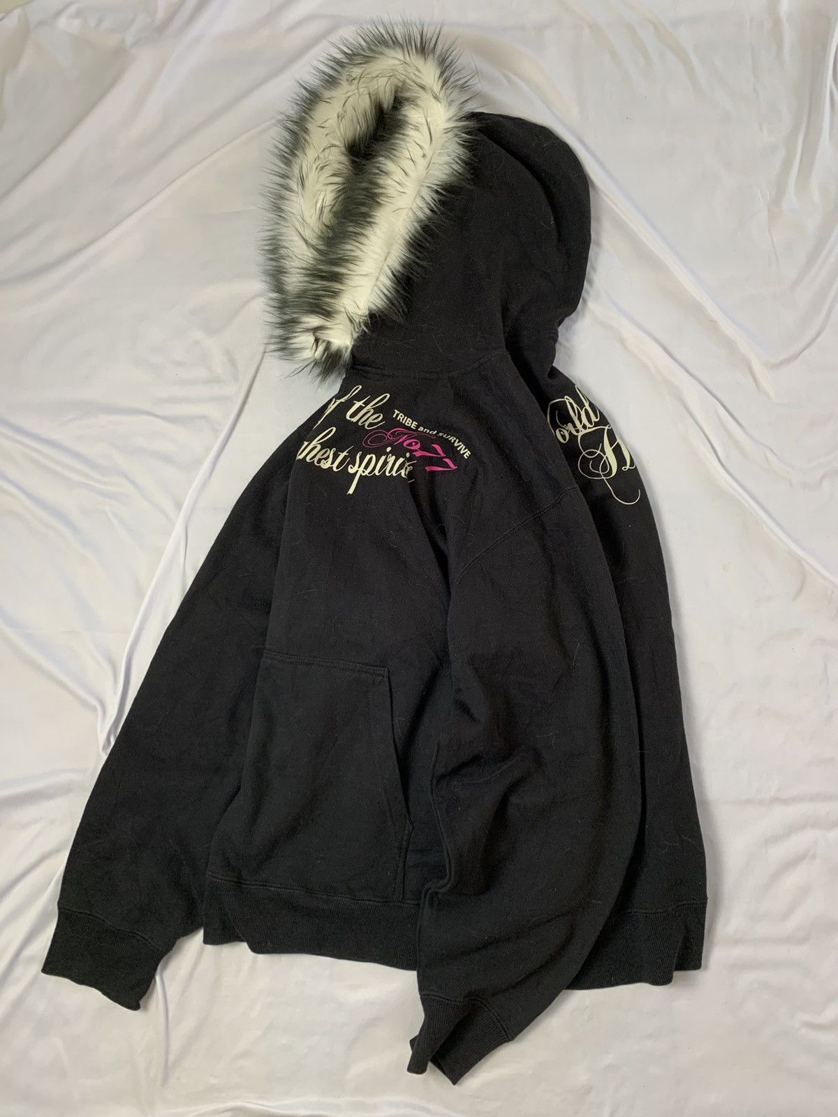 Le Grande Bleu (L.G.B.) Fur hoodie japanese style commontage poem Size US L / EU 52-54 / 3 - 6 Thumbnail