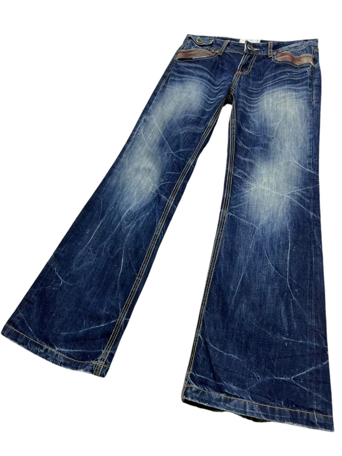 Beauty Beast 🔥LOLITA Vintage Exotic Washed Denim Sick Flare Jeans Size US 30 / EU 46 - 4 Thumbnail