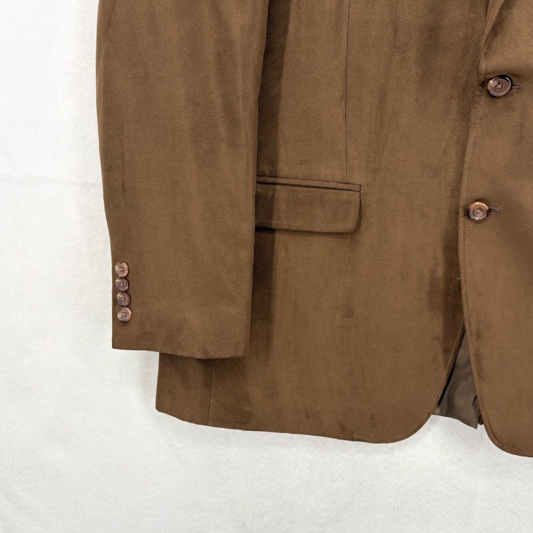 Ralph Lauren Lauren Ralph Lauren Blazer Mens 44L Brown Faux Suede Sport Coat Equestrian Plaid Shirt No Jacket? Size 44R - 3 Thumbnail