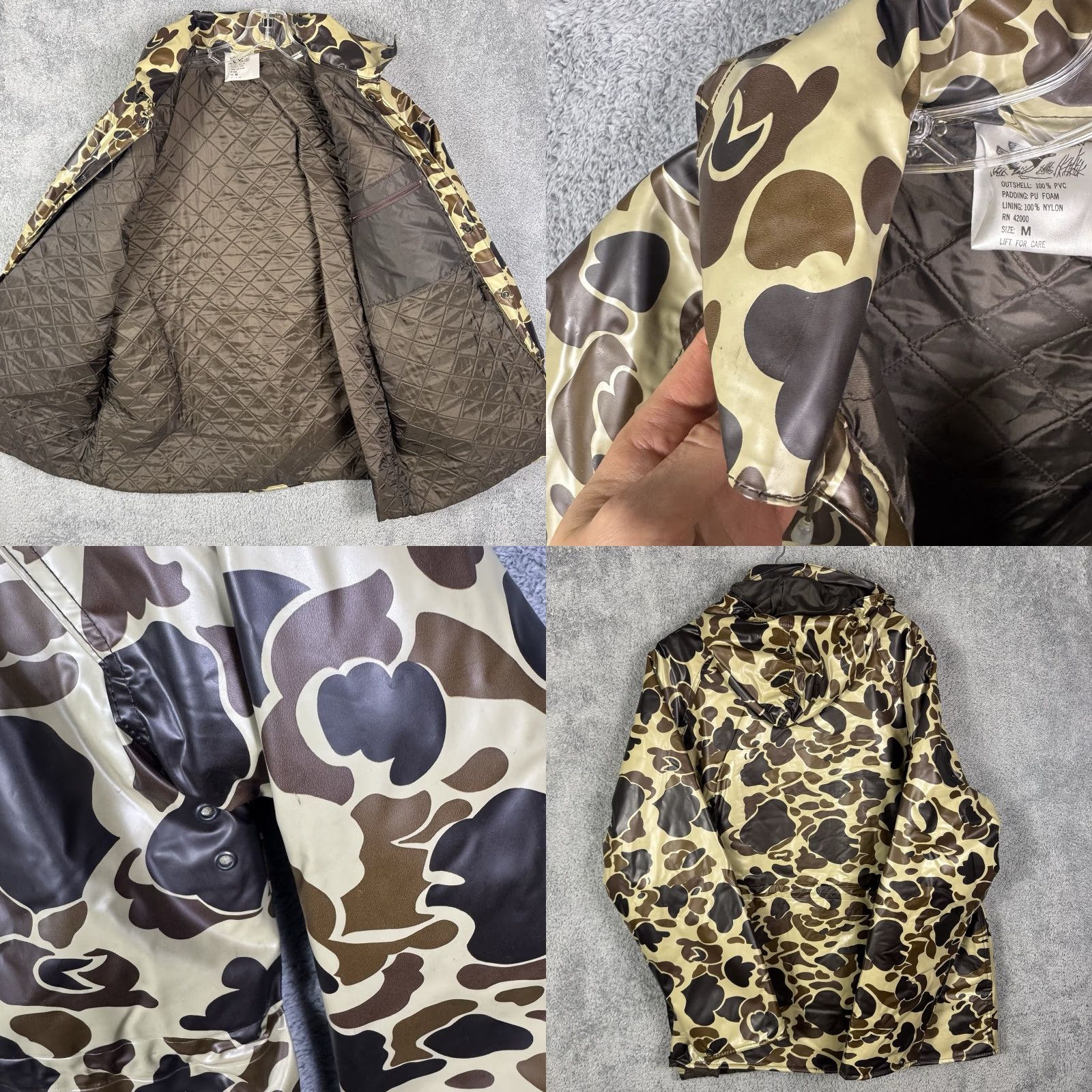 AMO VINTAGE Duck Bay Jacket Mens M Frog Camo Field Hunting Quilted Hood Cargo Chore Jacket Size US M / EU 48-50 / 2 - 8 Thumbnail