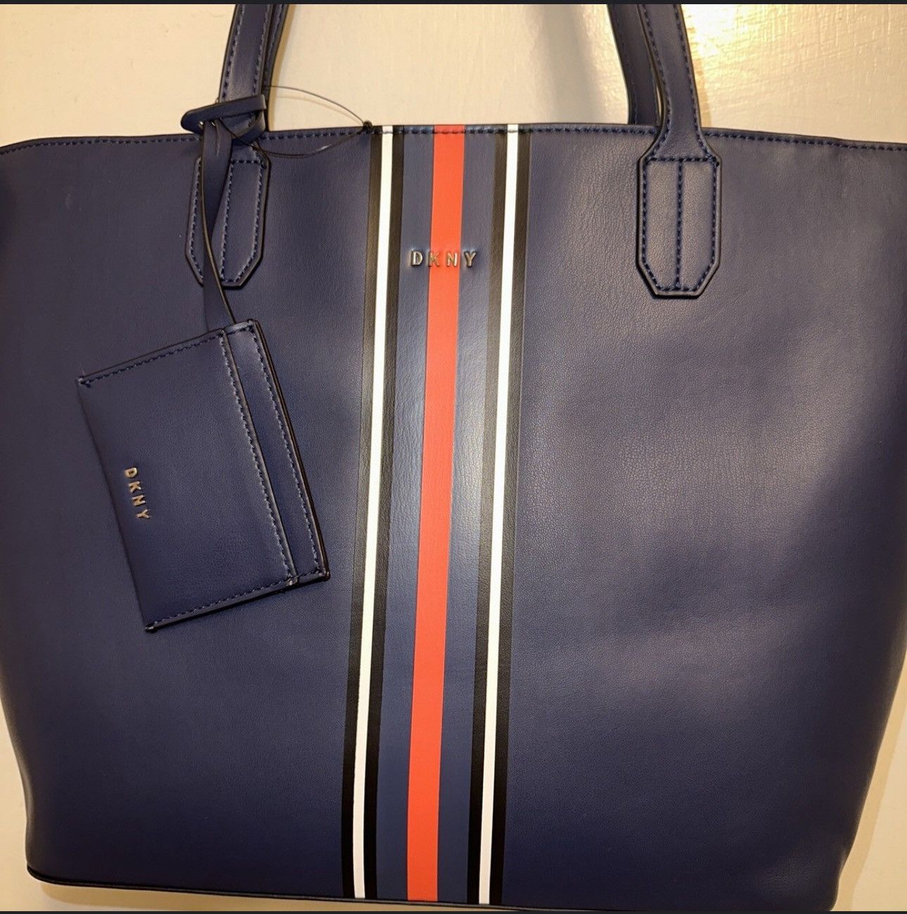 DKNY DKNY Bradee Navy Blue Striped Tote Bag Size ONE SIZE - 2 Thumbnail