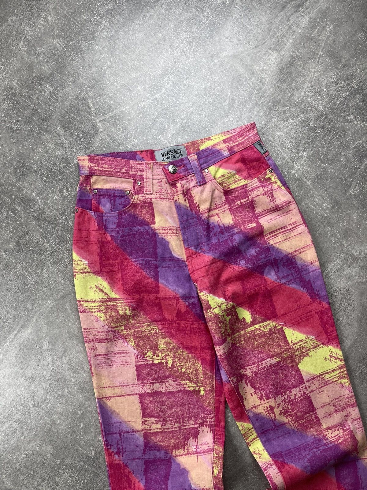 Versace Jeans Couture × Vintage Vintage Versace Jeans Couture 90s Abstract Print Denim Pants Size 29" - 8 Thumbnail