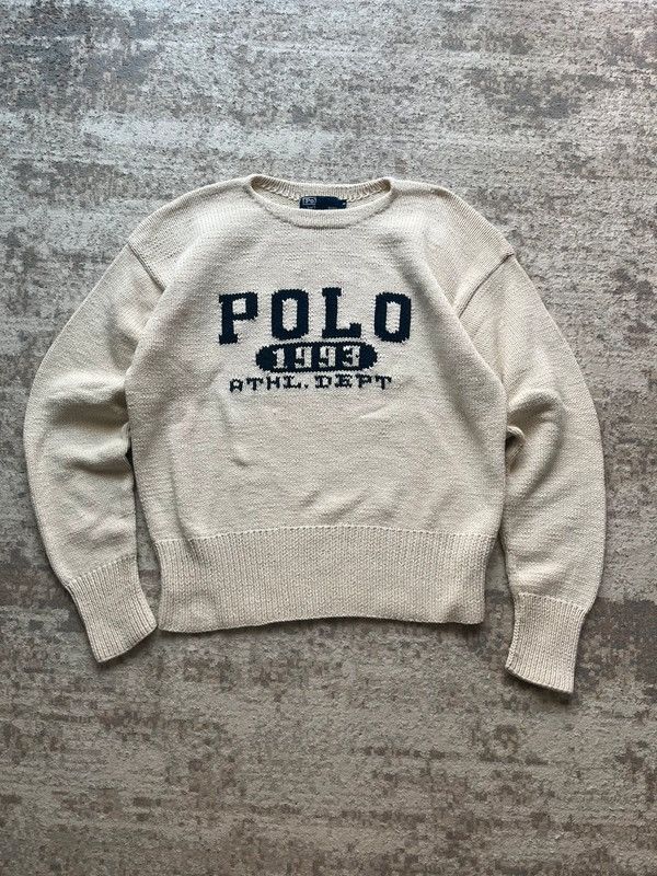 Polo Ralph Lauren Polo Ralph Lauren Athl. Dept 1993 Vintage Sweater Hand Knit Size US M / EU 48-50 / 2 - 1 Thumbnail