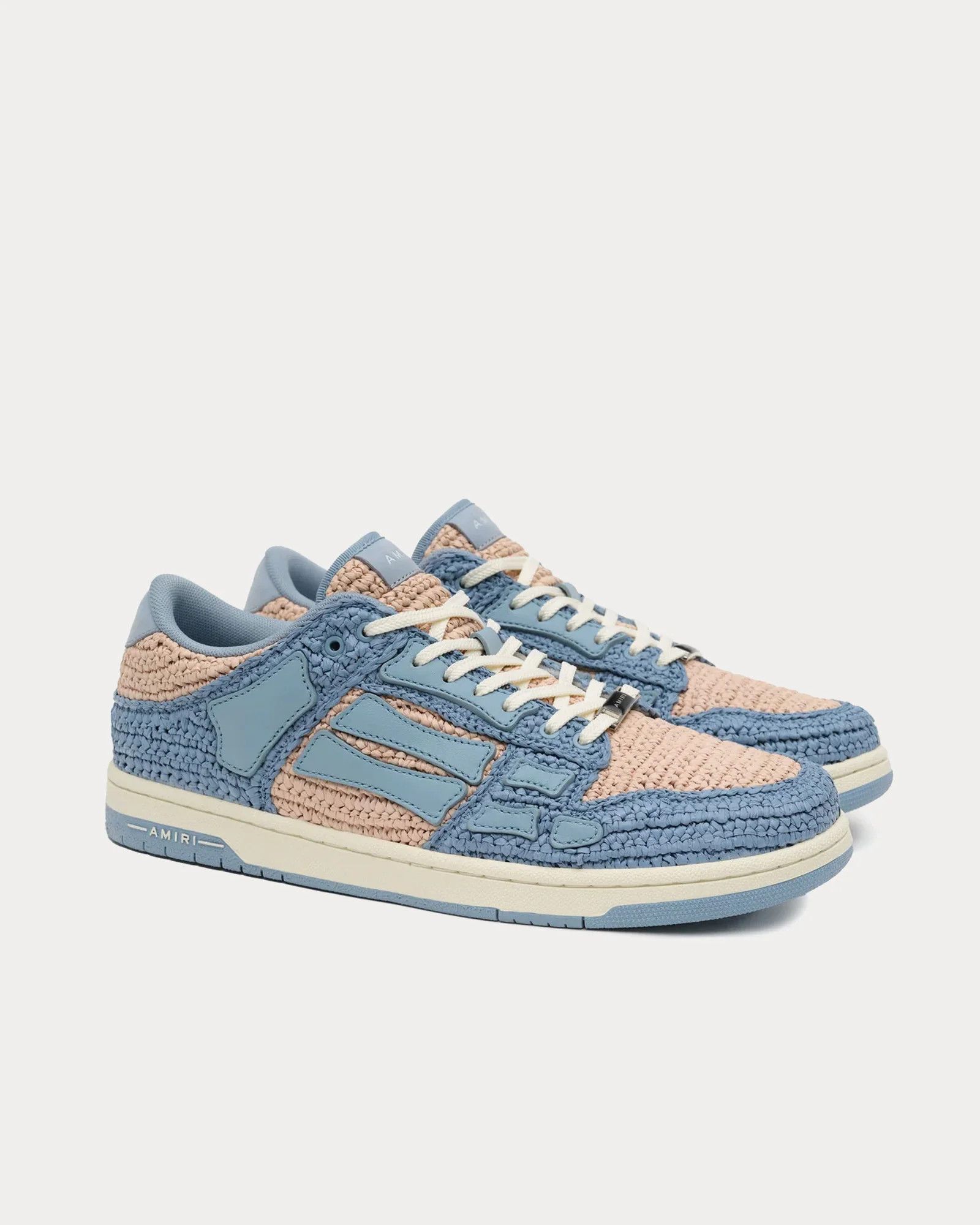 Amiri o1mle0426 Raffia Skelton Low-Top Sneakers in Blue Size US 11 / EU 44 - 2 Thumbnail