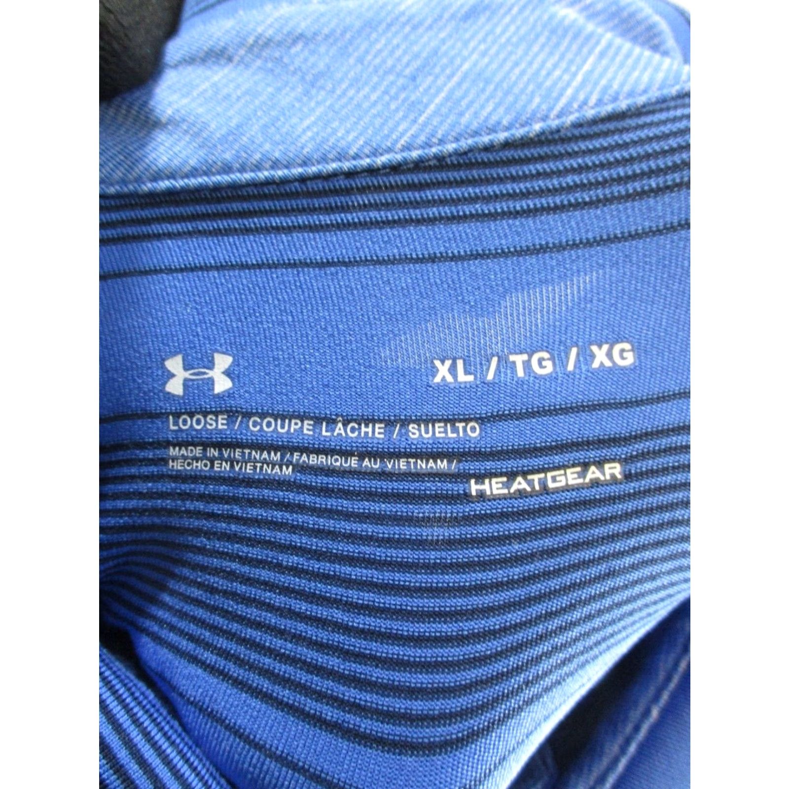 Under Armour VINTAGE Under Armour Polo Shirt Mens XL Blue Striped Golf HeatGear Short Sleeve Collared 3-Button Mens Size US XL / EU 56 / 4 - 3 Thumbnail