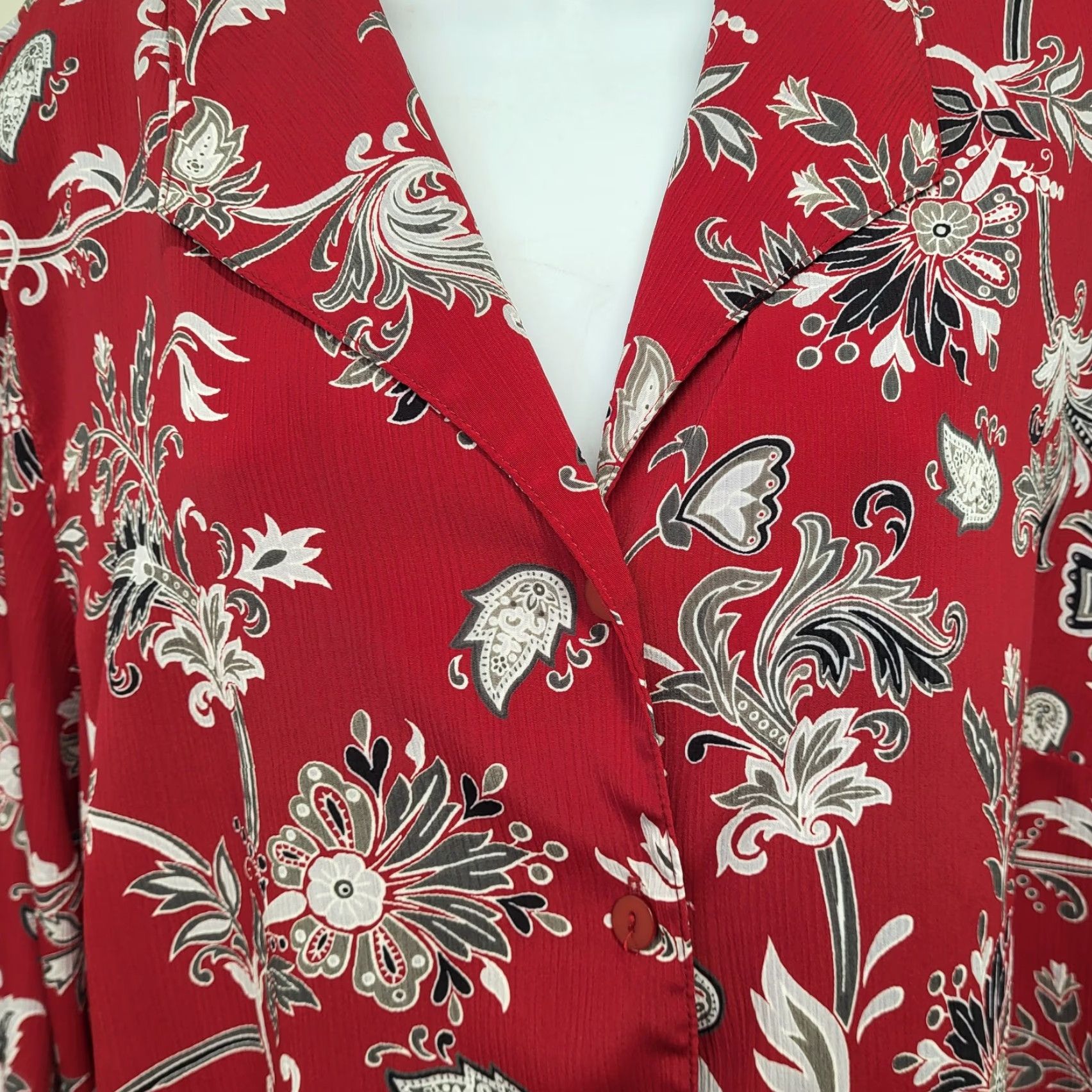 Vintage Alfred Dunner Top Woman's 18W Floral Paisley Black Long Sleeve Blouse Shirt Shirt Size XXL / US 16-18 / IT 52-54 - 4 Thumbnail