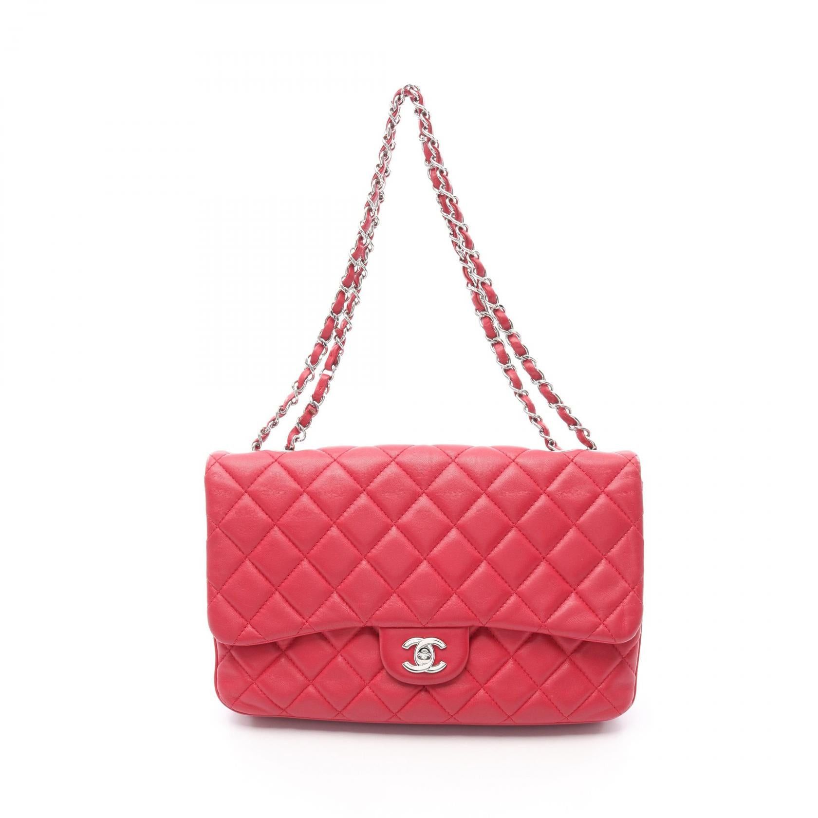 Chanel Chanel Matelasse Double Chain Shoulder Bag Lambskin Red Silver Hardware Size ONE SIZE - 1 Thumbnail
