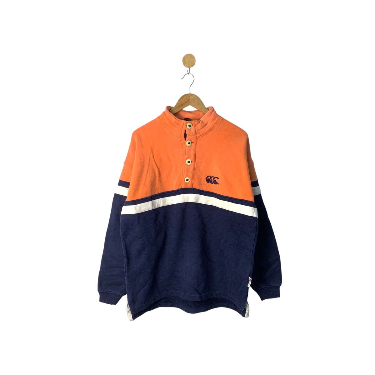 Canterbury of New Zealand × Vintage Canterbury Big Logo Stripe Half Button Collor Sweatshirt Size US L / EU 52-54 / 3 - 1 Thumbnail