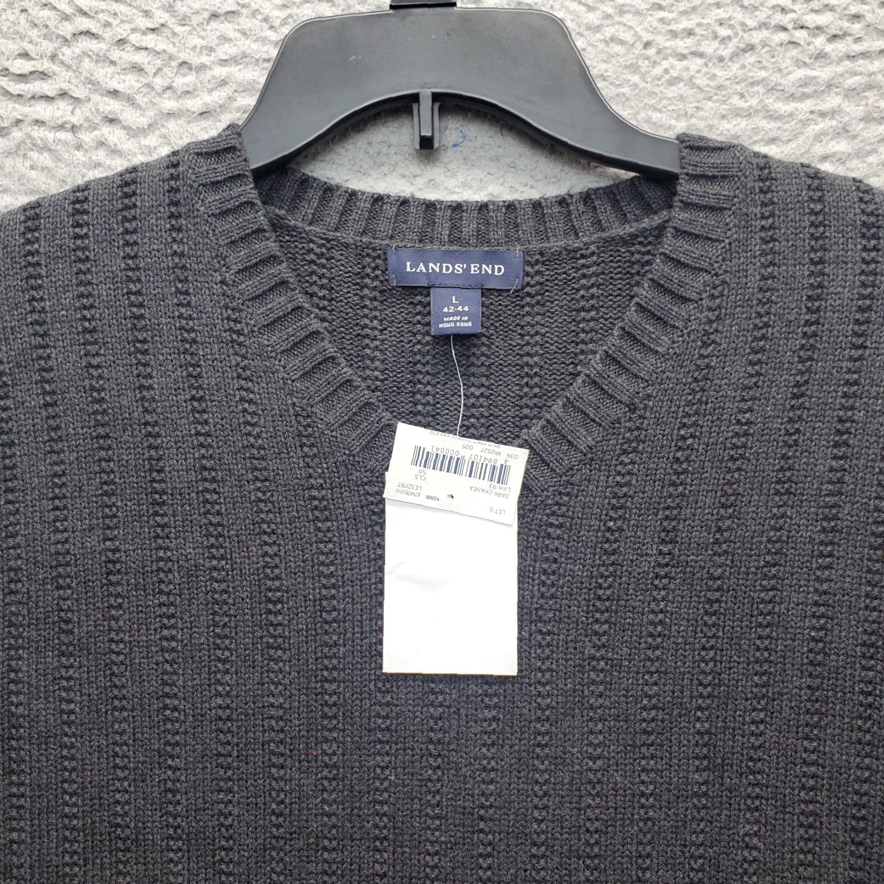 Lands' End Lands' End Mens Size L Dark Charcoal Knit Raglan Sleeve V-Neck Pullover Sweater Size US L / EU 52-54 / 3 - 5 Thumbnail