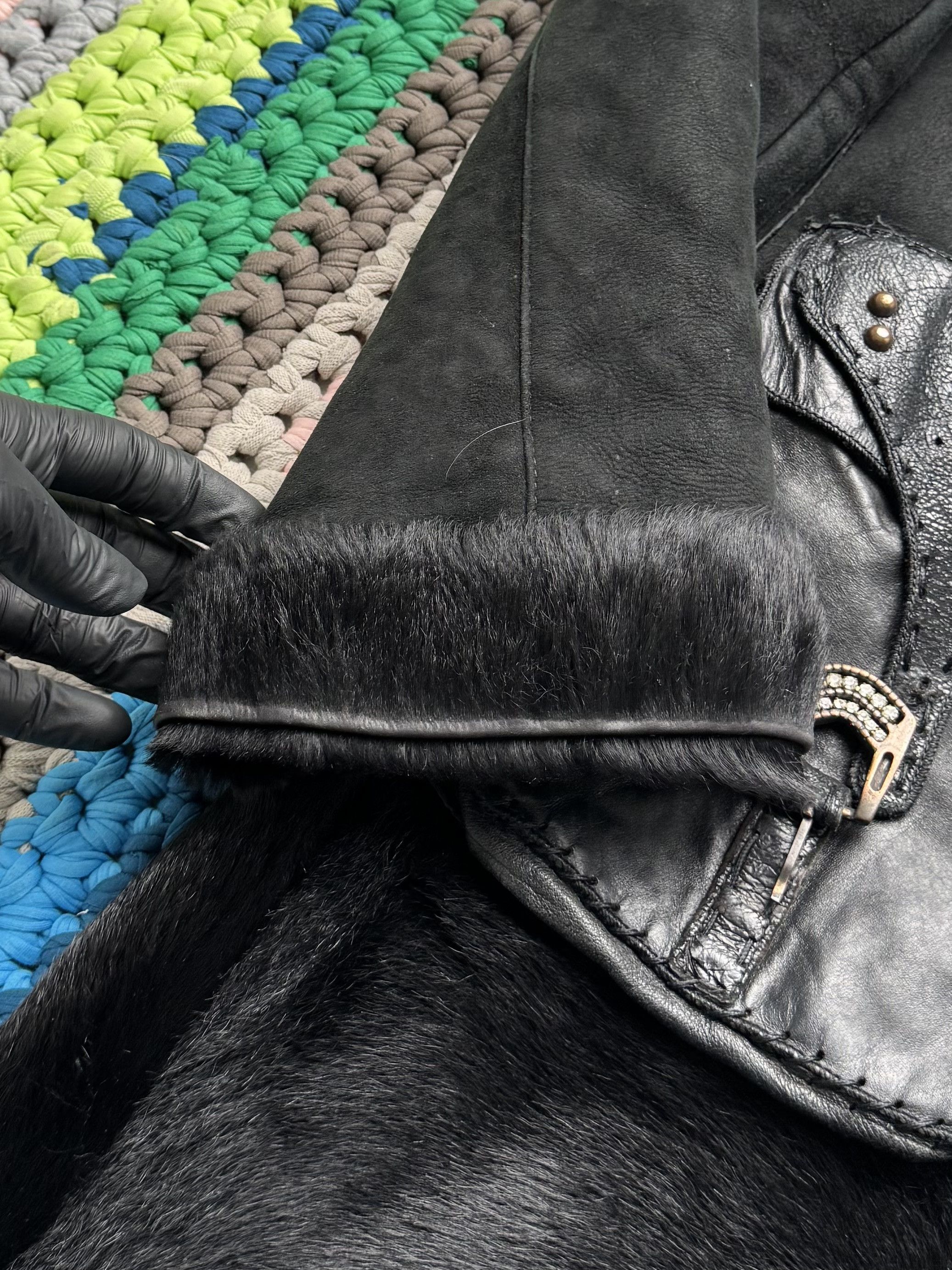 Vintage Vintage Shearling Leather Long Winter Coat Y2K Gothic Size M / US 6-8 / IT 42-44 - 9 Thumbnail
