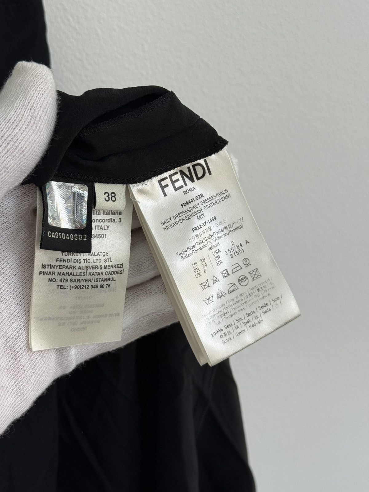 Fendi Fendi Asymmetrical Black Silk Dress Size XS / US 0-2 / IT 36-38 - 8 Thumbnail
