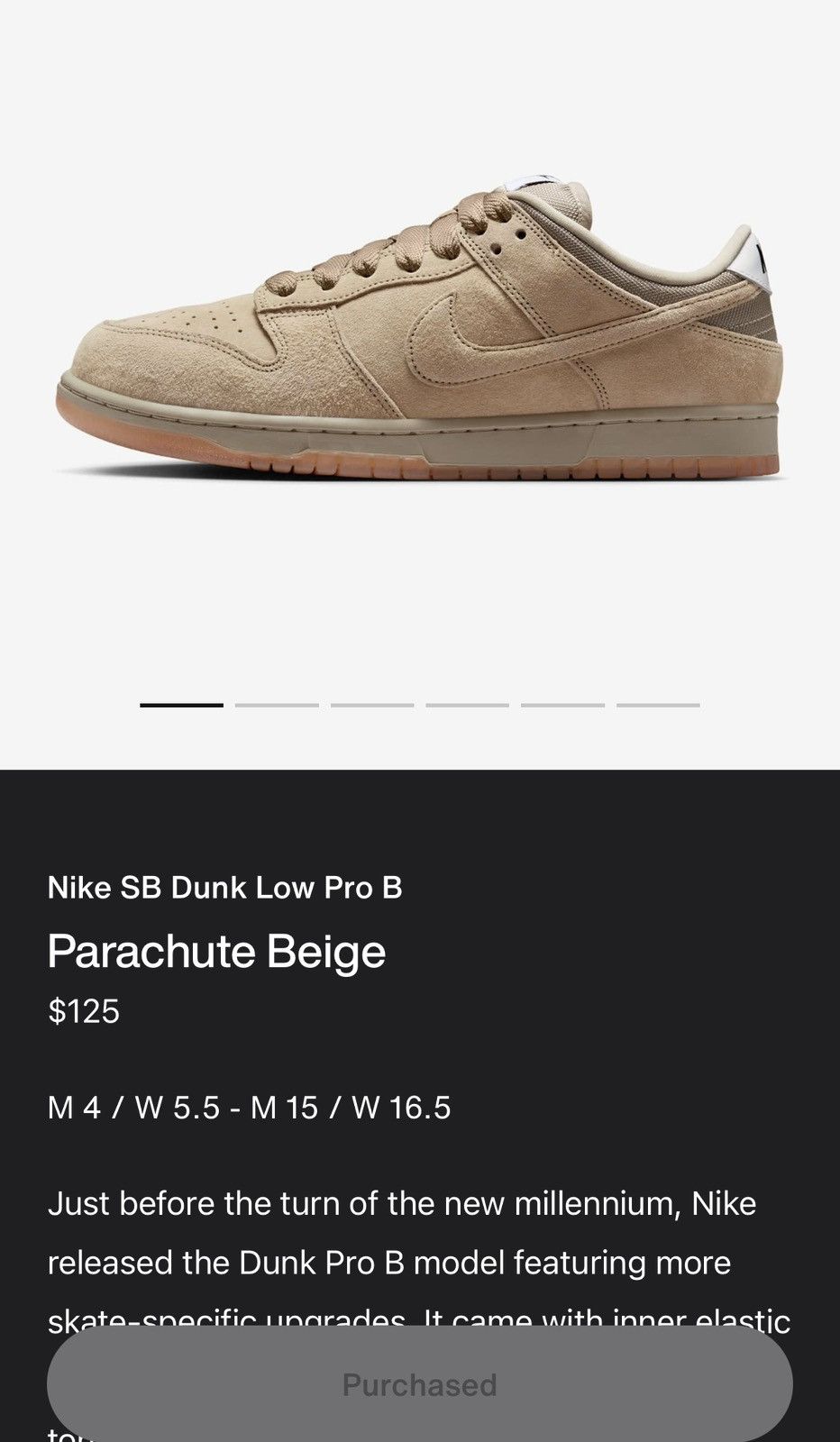 Nike SB Nike SB Dunk Low Pro B Parachute Beige Size US 11.5 / EU 44-45 - 14 Thumbnail