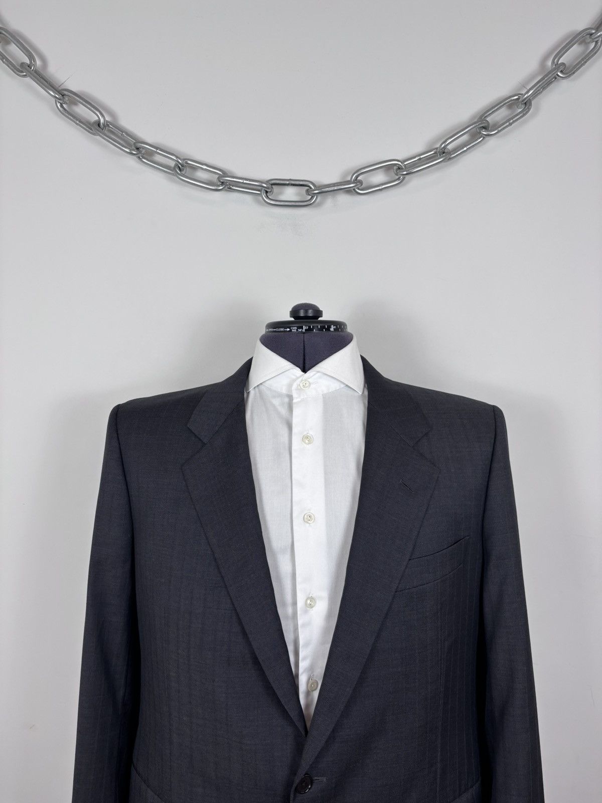 Corneliani Corneliani Men’s Vintage Grey Striped Wool Blazer Jacket Size 42R - 2 Thumbnail