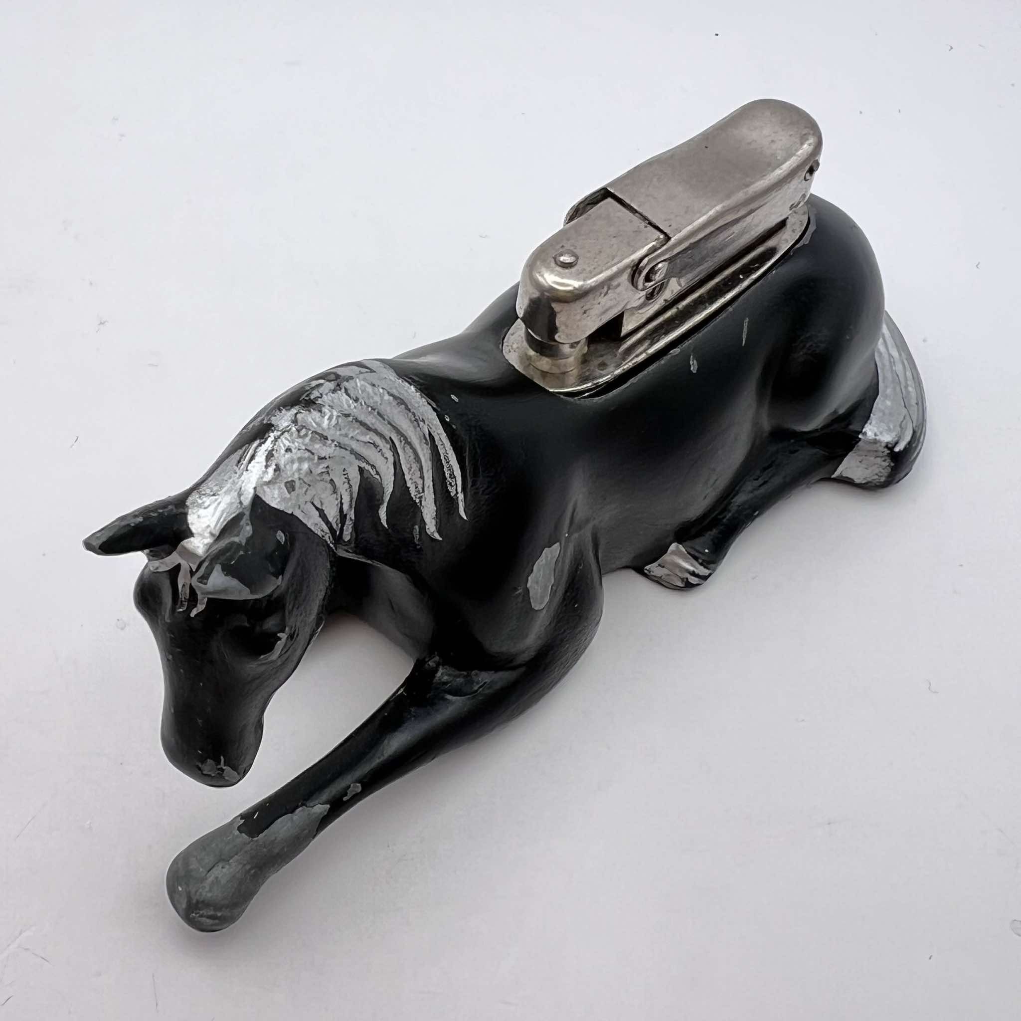 Vintage 1960's Vintage Desk Gasoline Lighter Horse Good Working Size ONE SIZE - 4 Thumbnail