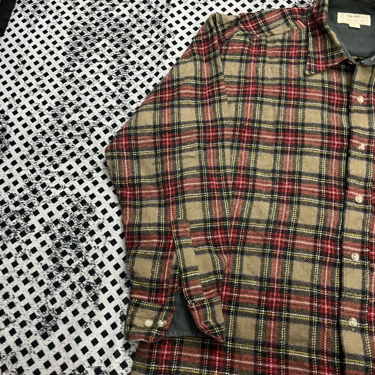Ego Tripping × Flannel 💥Egg Nog Vintage 90s Wool Tartan Flannel Size US L / EU 52-54 / 3 - 6 Thumbnail