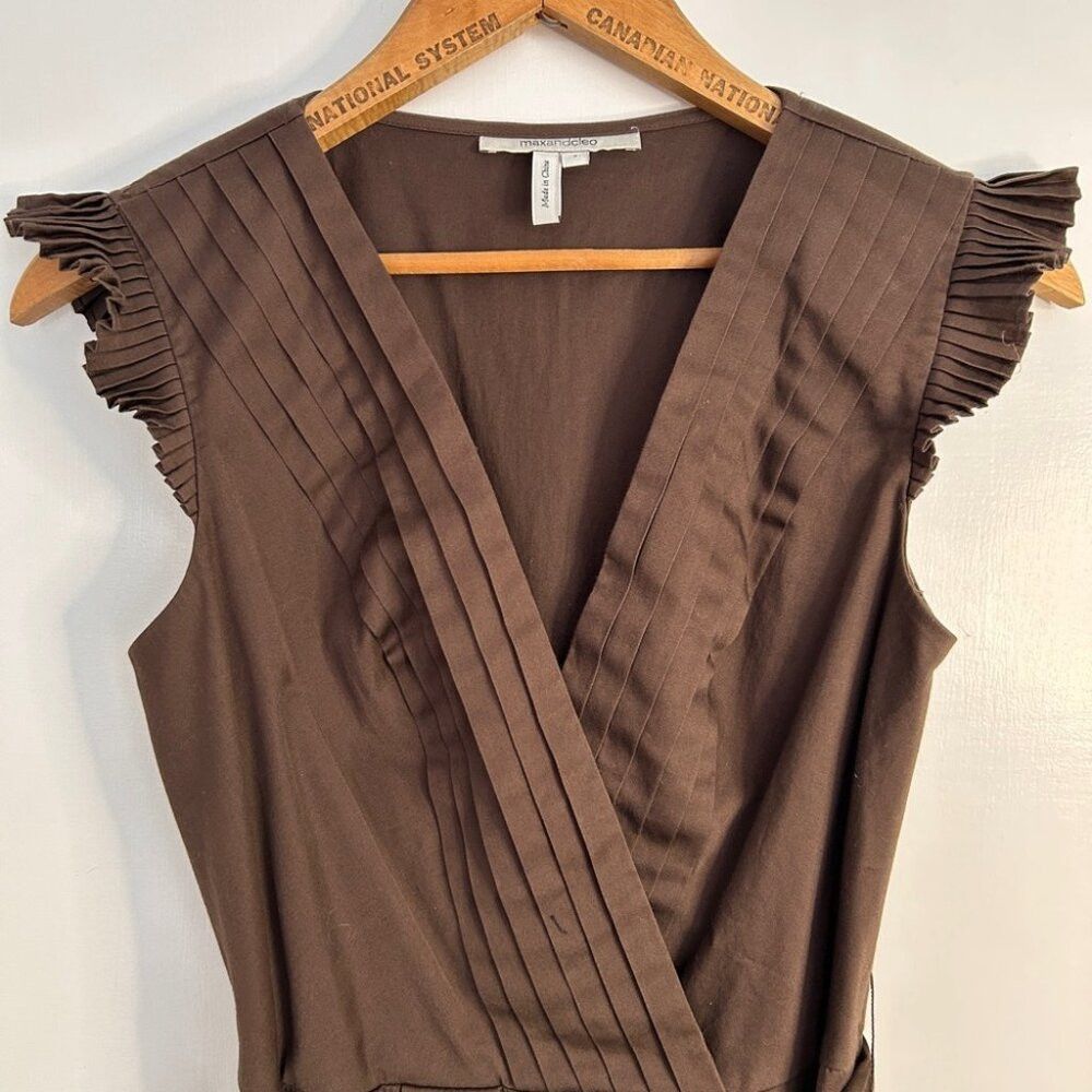 Other Max and Cleo Dark Brown Dress with Ruffle and Pleat Detaili Size S / US 4 / IT 40 - 2 Thumbnail