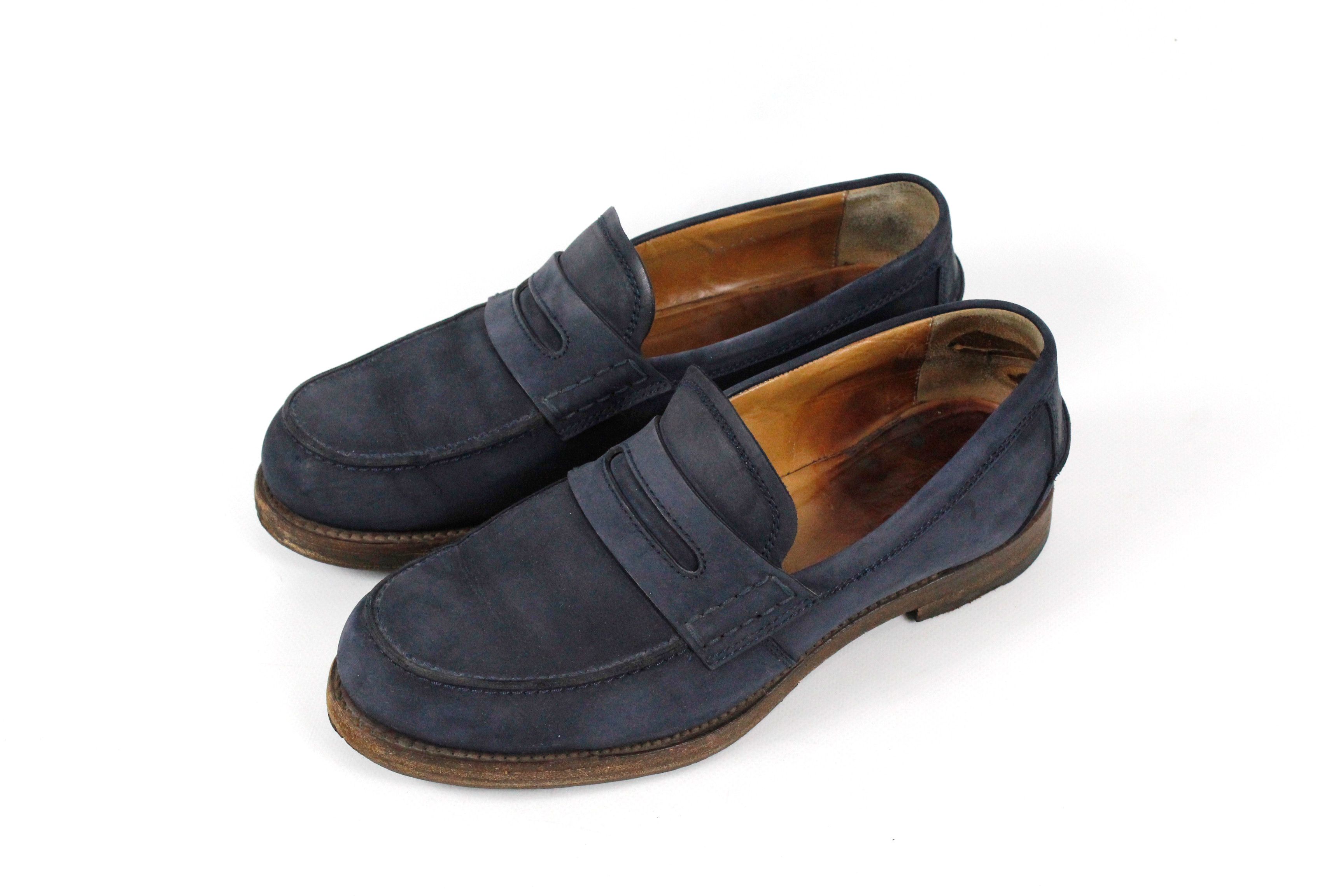 image of Gucci Blue Leather Loafers Slip Shoes, Men's (Size 7)