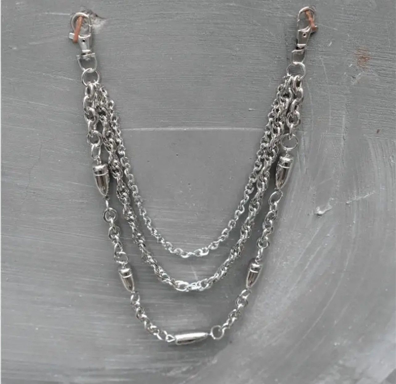 Vintage 3 layersBullet Punk Long Metal Chain Size ONE SIZE - 3 Thumbnail