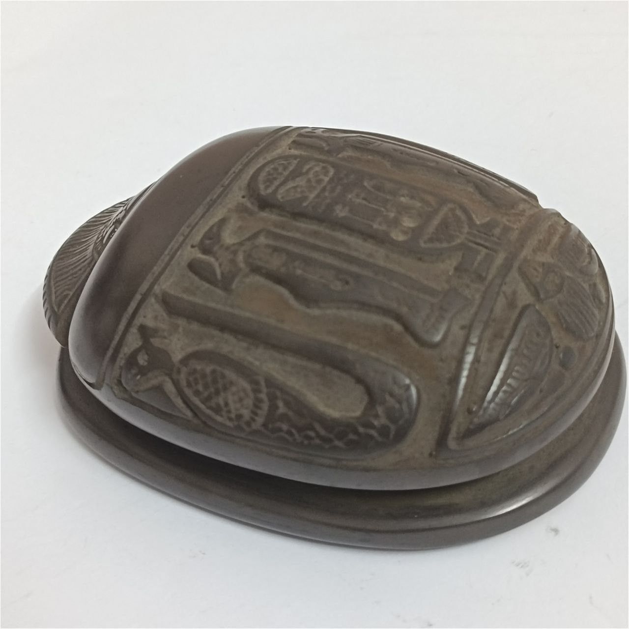 Handmade Hand-carved Egyptian scarab featuring hieroglyphs Size ONE SIZE - 4 Thumbnail