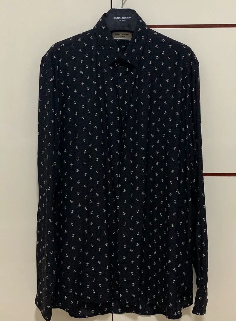 Saint Laurent Paris Saint laurent paris 20 FW mulberry silk anchor shirt 2506-N Size US XXS / EU 40 - 1 Thumbnail