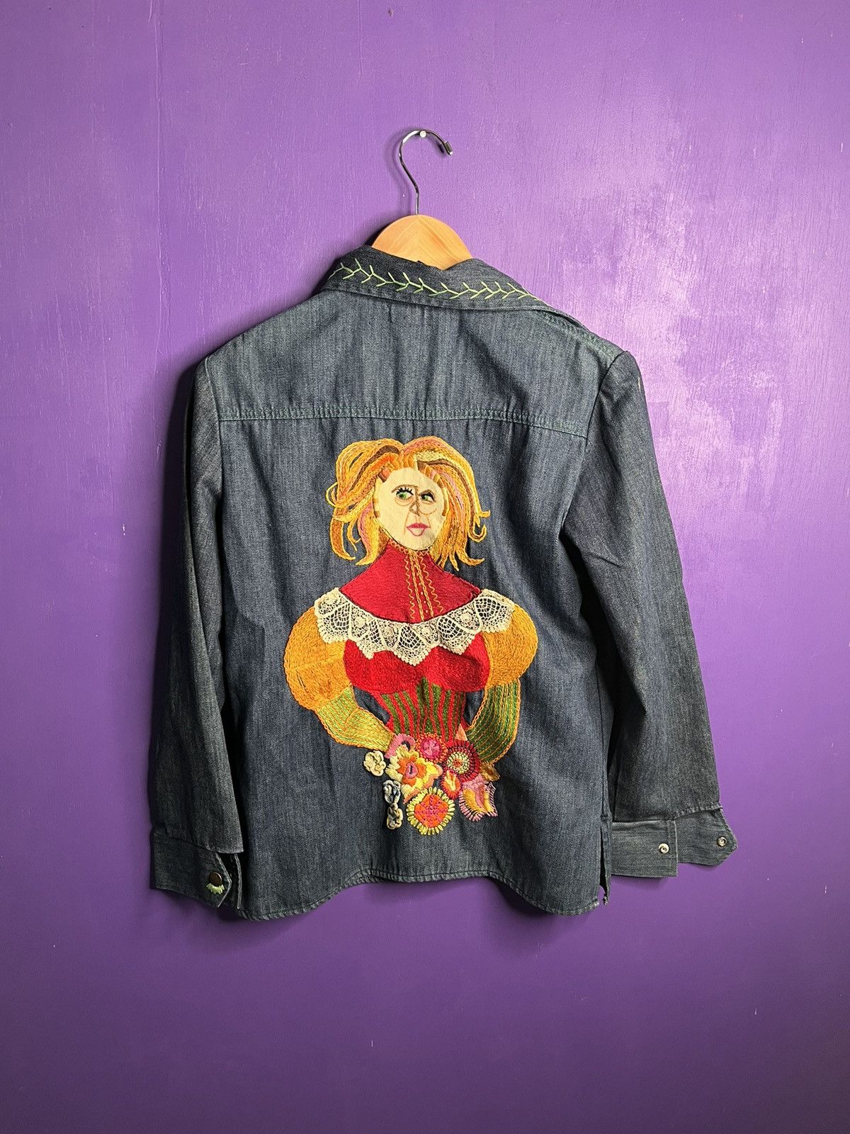 Vintage Vintage 80s Marilyn embroidered denim shirt/jacket Size M / US 6-8 / IT 42-44 - 2 Thumbnail