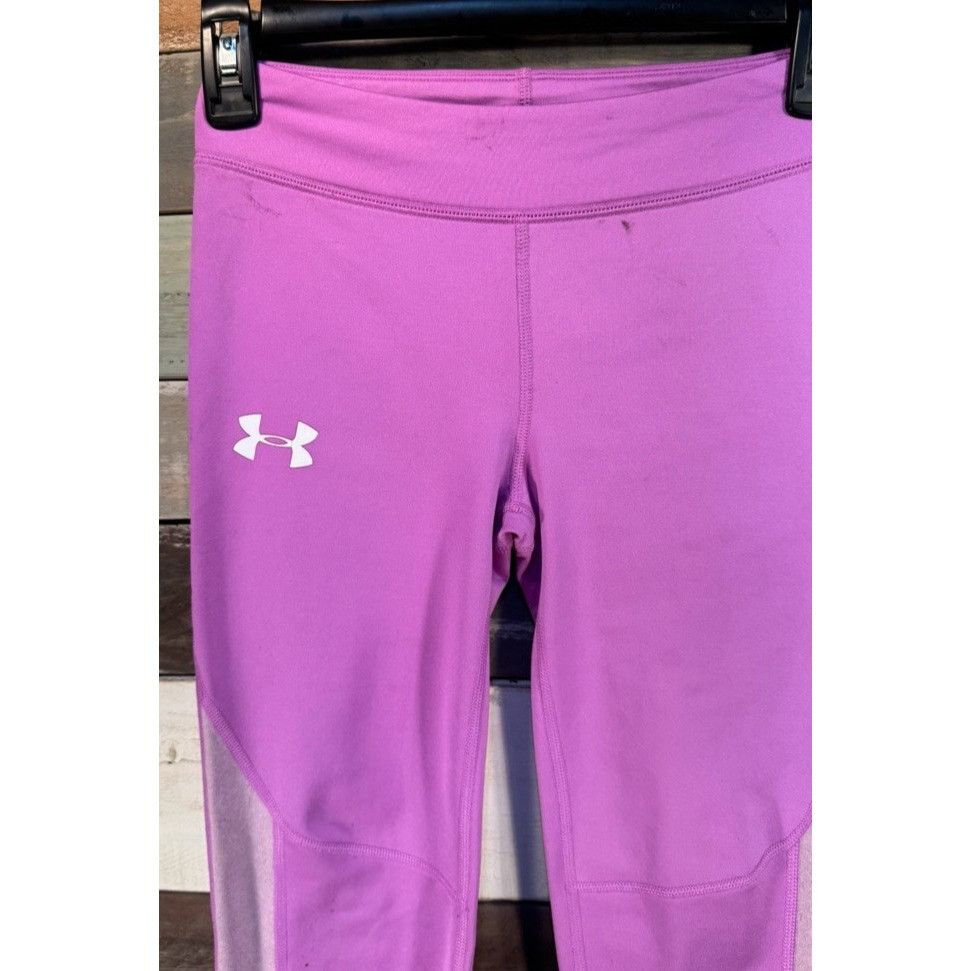 Under Armour Girl's UNDER ARMOUR Logo Pink Capri Leggings Medium Gently U Size 22" - 4 Thumbnail