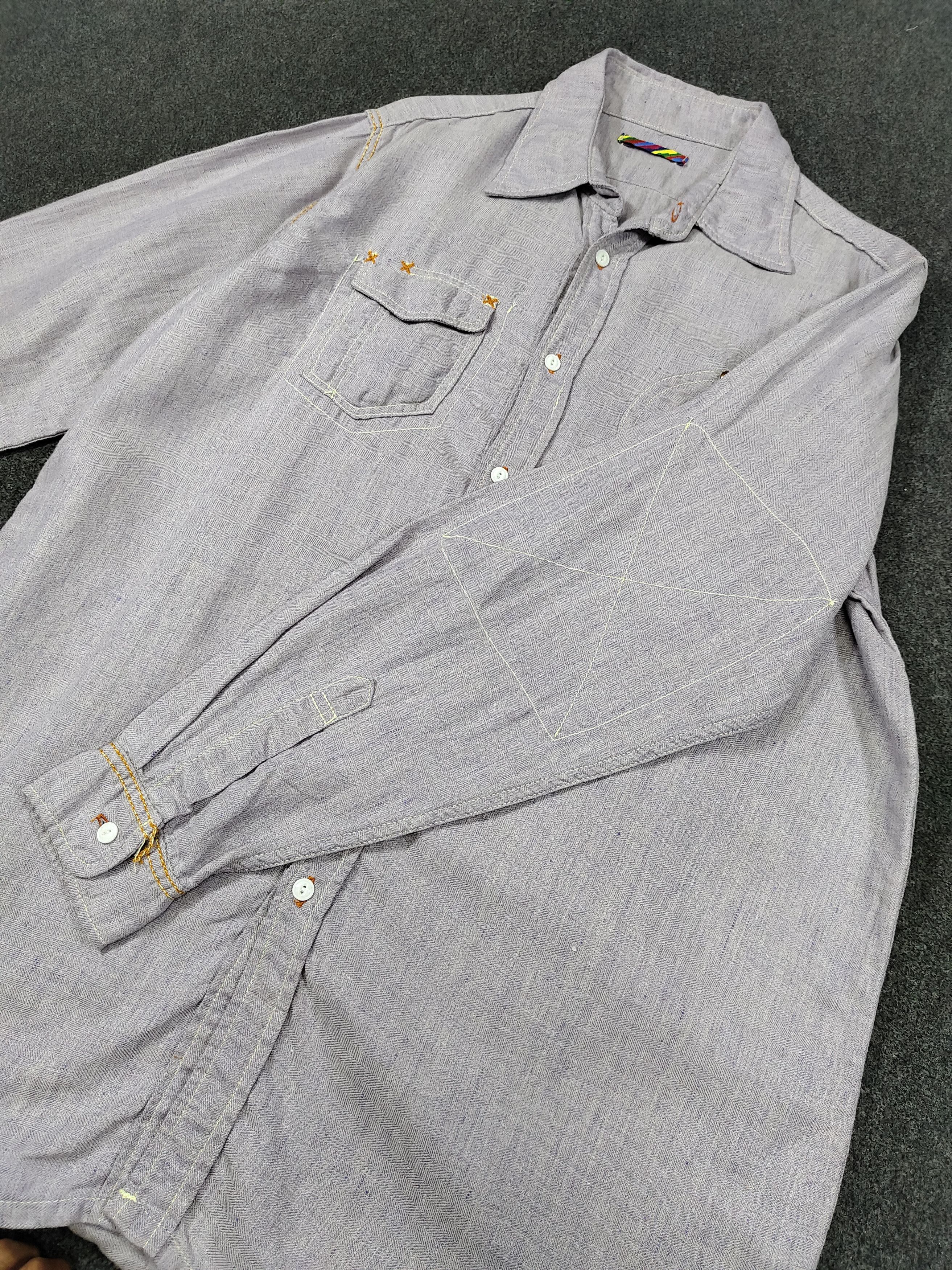 Japanese Brand Is-Ness🇯🇵 Herringbone Minimalist Rayon Blend Workshirt Size US L / EU 52-54 / 3 - 4 Thumbnail