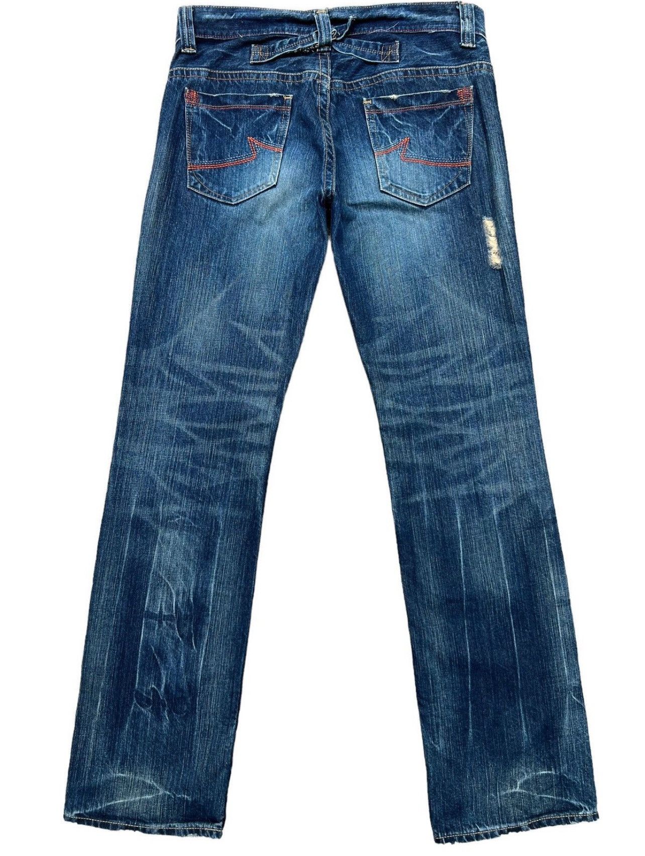 Japanese Brand Georgia Distressed Straight Cut Rusty Denim Jeans 33x32 Size US 33 - 3 Thumbnail