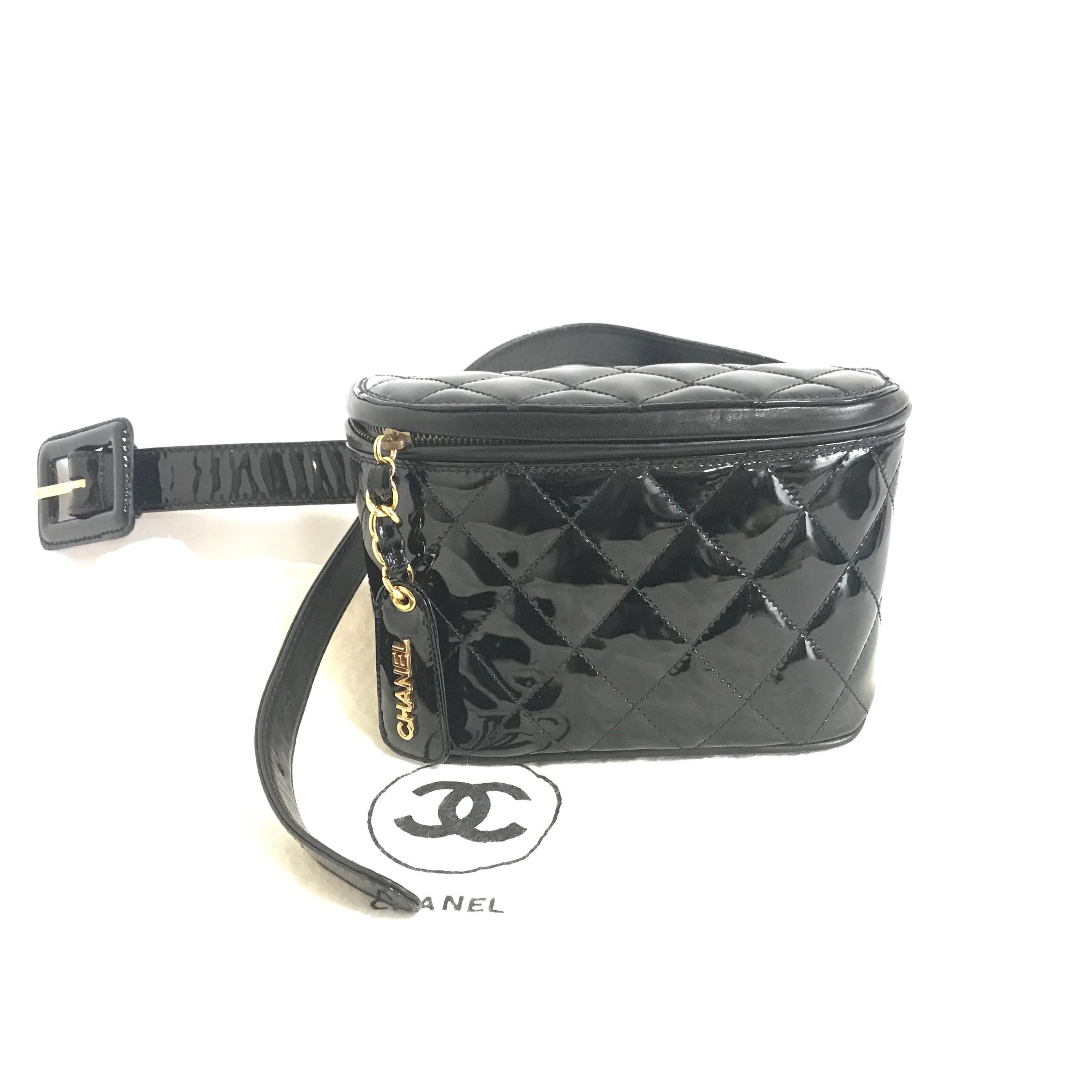 image of Mint. Vintage Chanel Black Patent Enamel Leather Fanny Pack, Women's