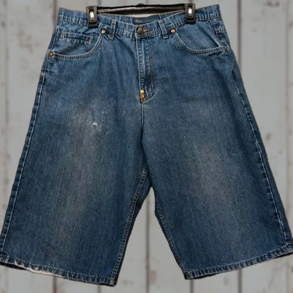Denime VINTAGE Exsto Denim Shorts Men 36x14 Blue 90s Y2K Baggy Retro 6 Pockets Size US 36 / EU 52 - 1 Thumbnail