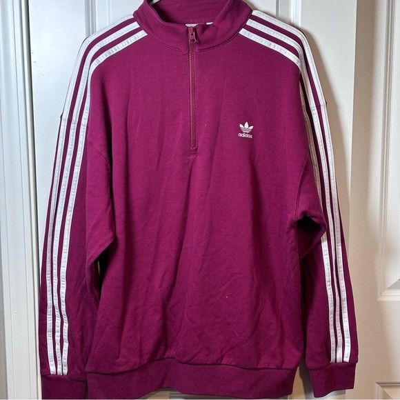 Adidas Adidas Sweatshirt Women M Burgundy Red 1/4 Zip Pullover Size M / US 6-8 / IT 42-44 - 2 Thumbnail
