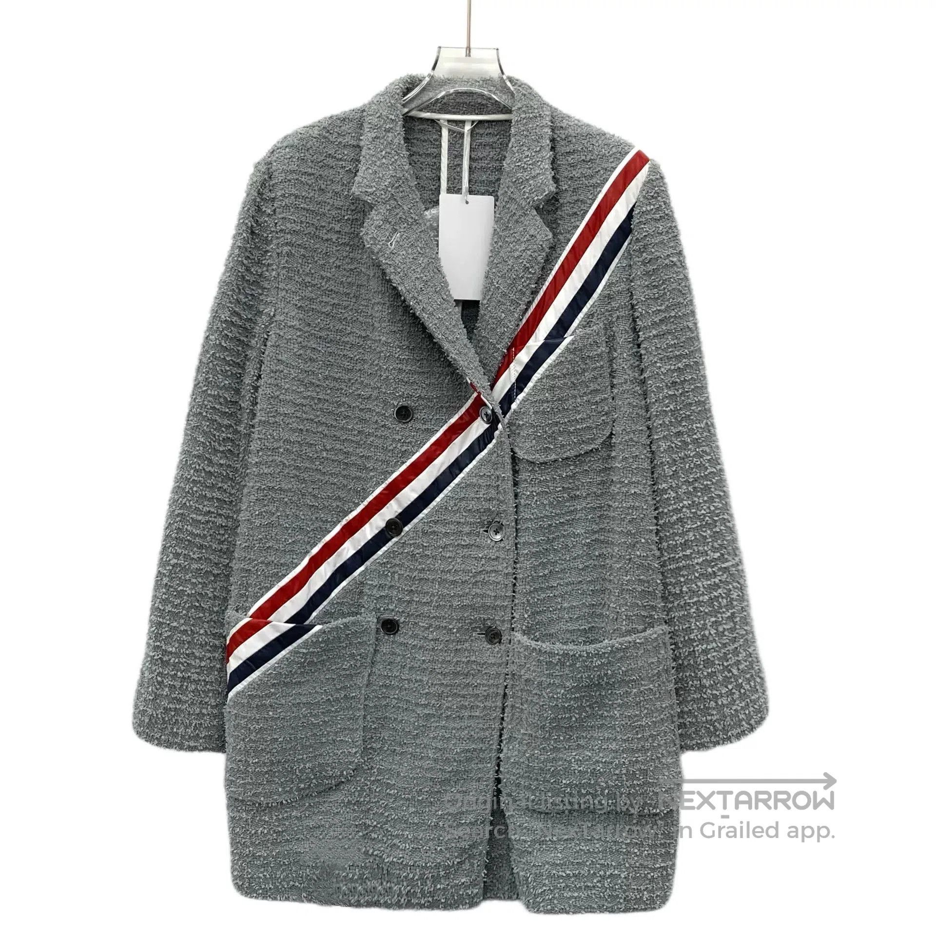 Thom Browne thom browne gray striped double-breasted jacket. Size US S / EU 44-46 / 1 - 1 Thumbnail