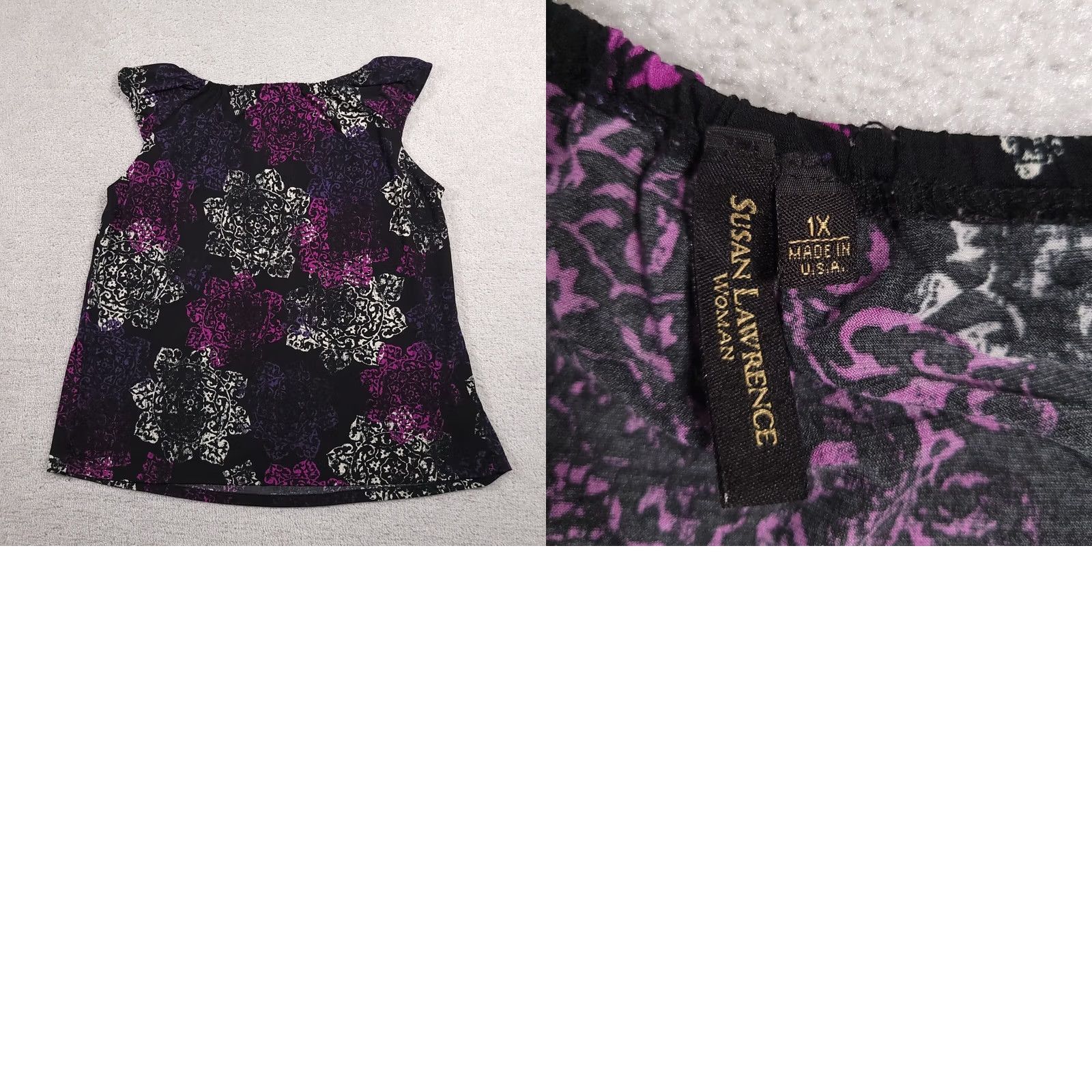 Vintage VINTAGE Susan Lawrence Shirt Plus 1X Purple Black Geometric USA Sleeveless Women's Size XL / US 12-14 / IT 48-50 - 8 Thumbnail