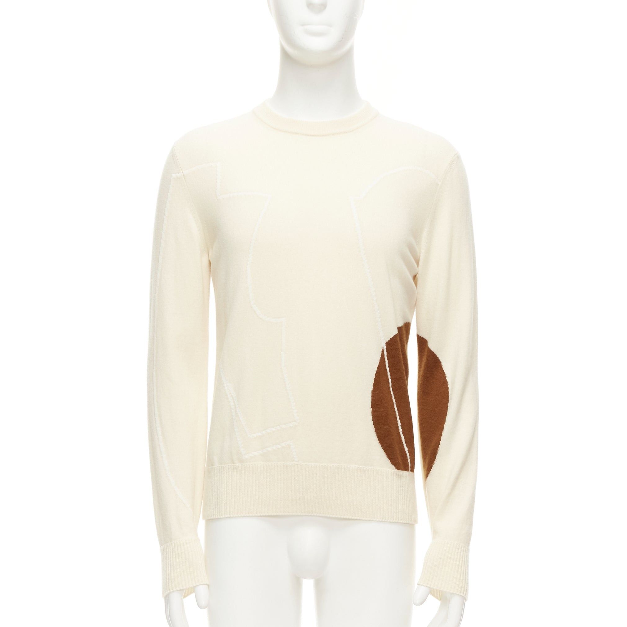 Loro Piana LORO PIANA 100% cashmere cream brown abstract graphic sweater IT48 M Size US M / EU 48-50 / 2 - 1 Thumbnail