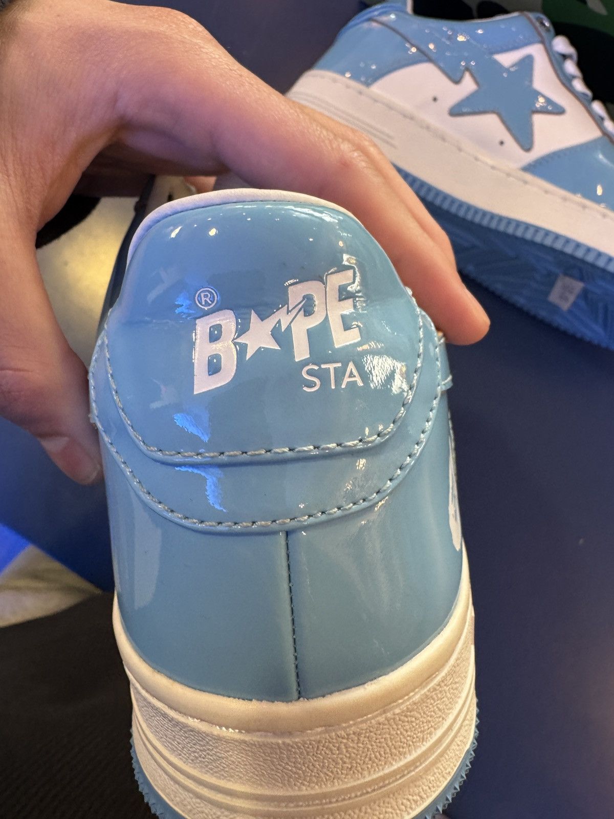 Bape Bapesta Patent Leather Baby Blue Sax Size US 9 / EU 42 - 11 Thumbnail