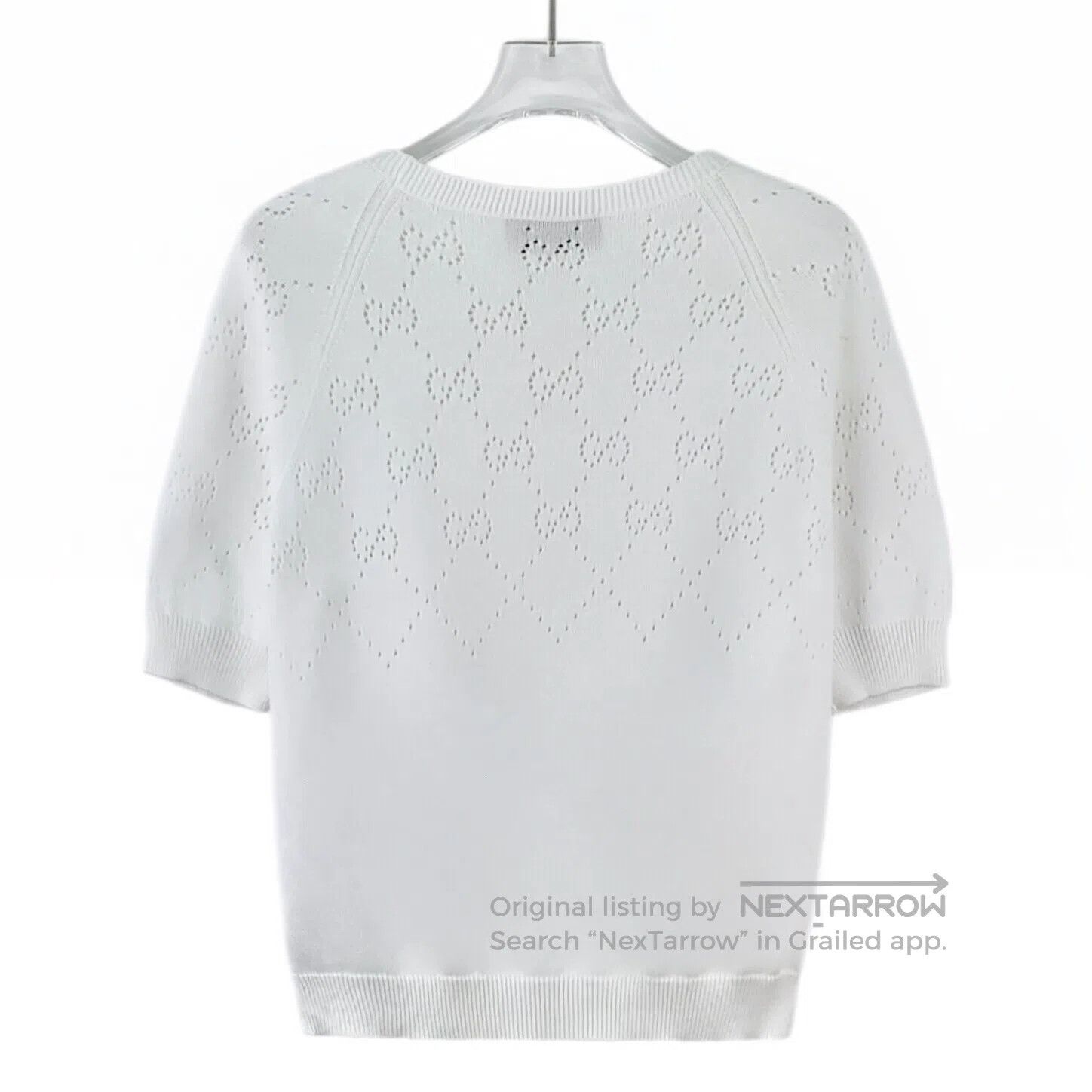 Gucci Guicci White double G hollow cotton crewneck short sleeve Size US S / EU 44-46 / 1 - 2 Thumbnail