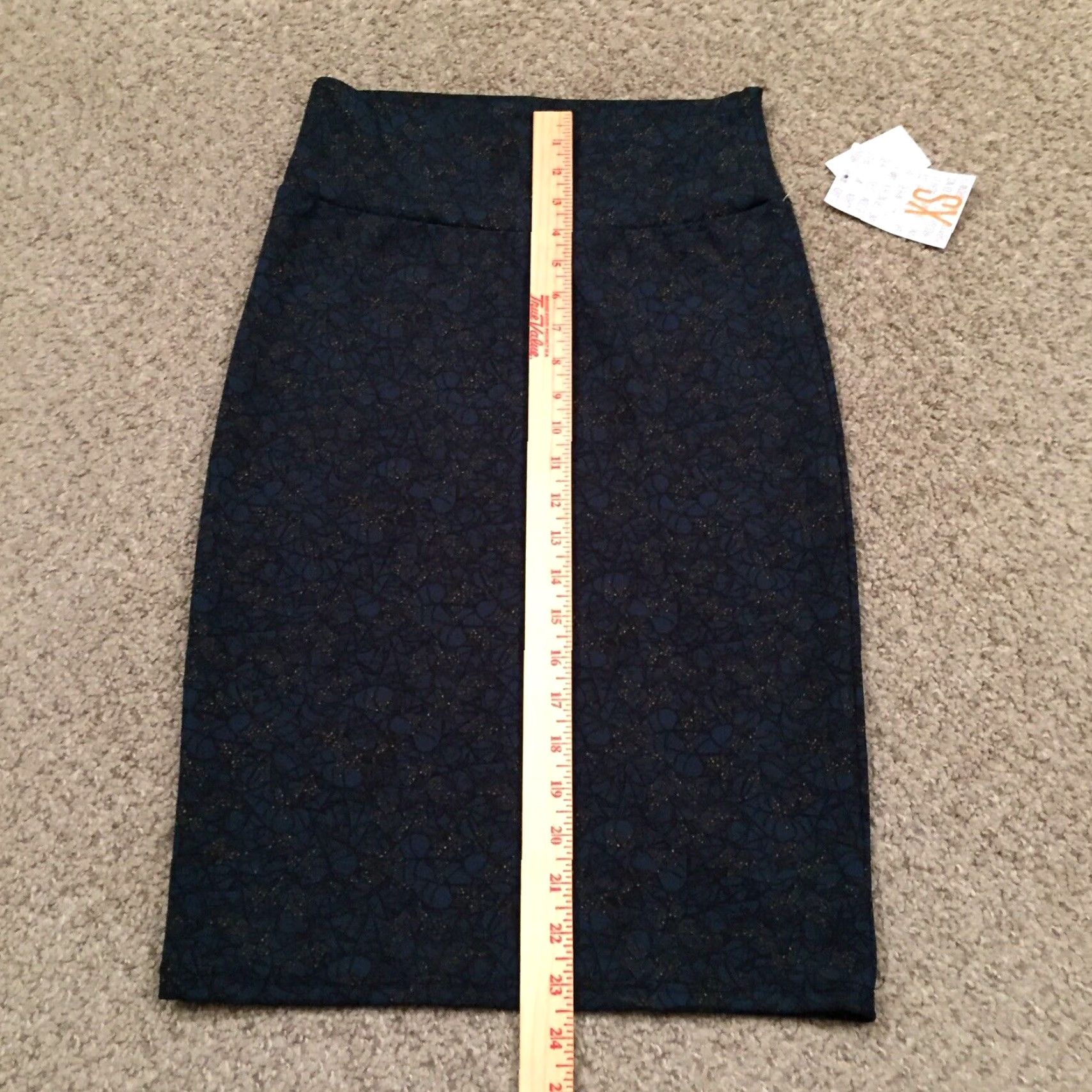 Vintage LuLaRoe Skirt XS Women Knee Length Floral Unlined Pull On Blue Polyester Spandex Knit Casual Vintage: No Size 26" / US 2 / IT 38 - 4 Thumbnail