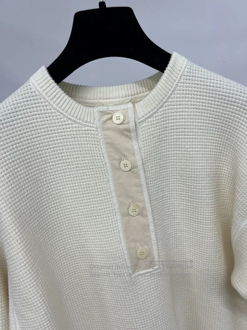 The Row The Row Henley Neck Waffle Sweater Size XS / US 0-2 / IT 36-38 - 3 Thumbnail