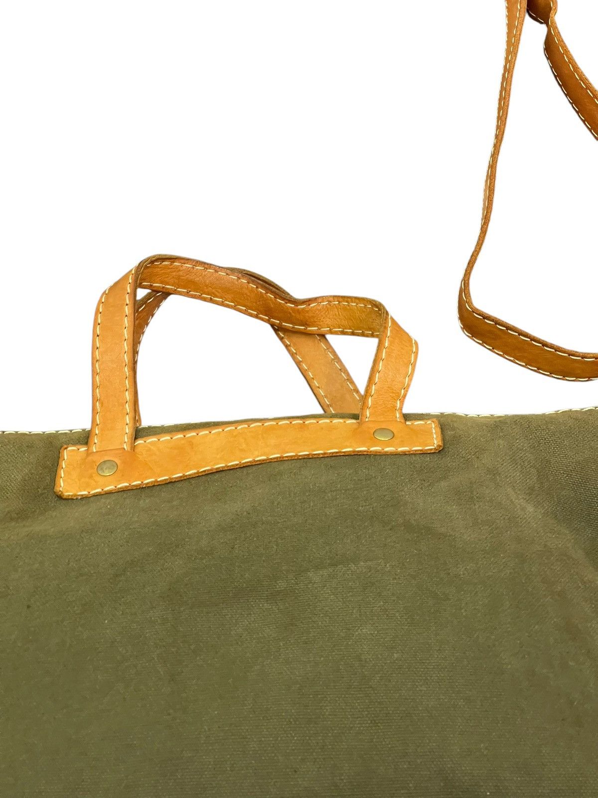 Japanese Brand Leather Cotton Canvas Fes Handmade Cross Body Bag 9🟩 Size ONE SIZE - 19 Thumbnail