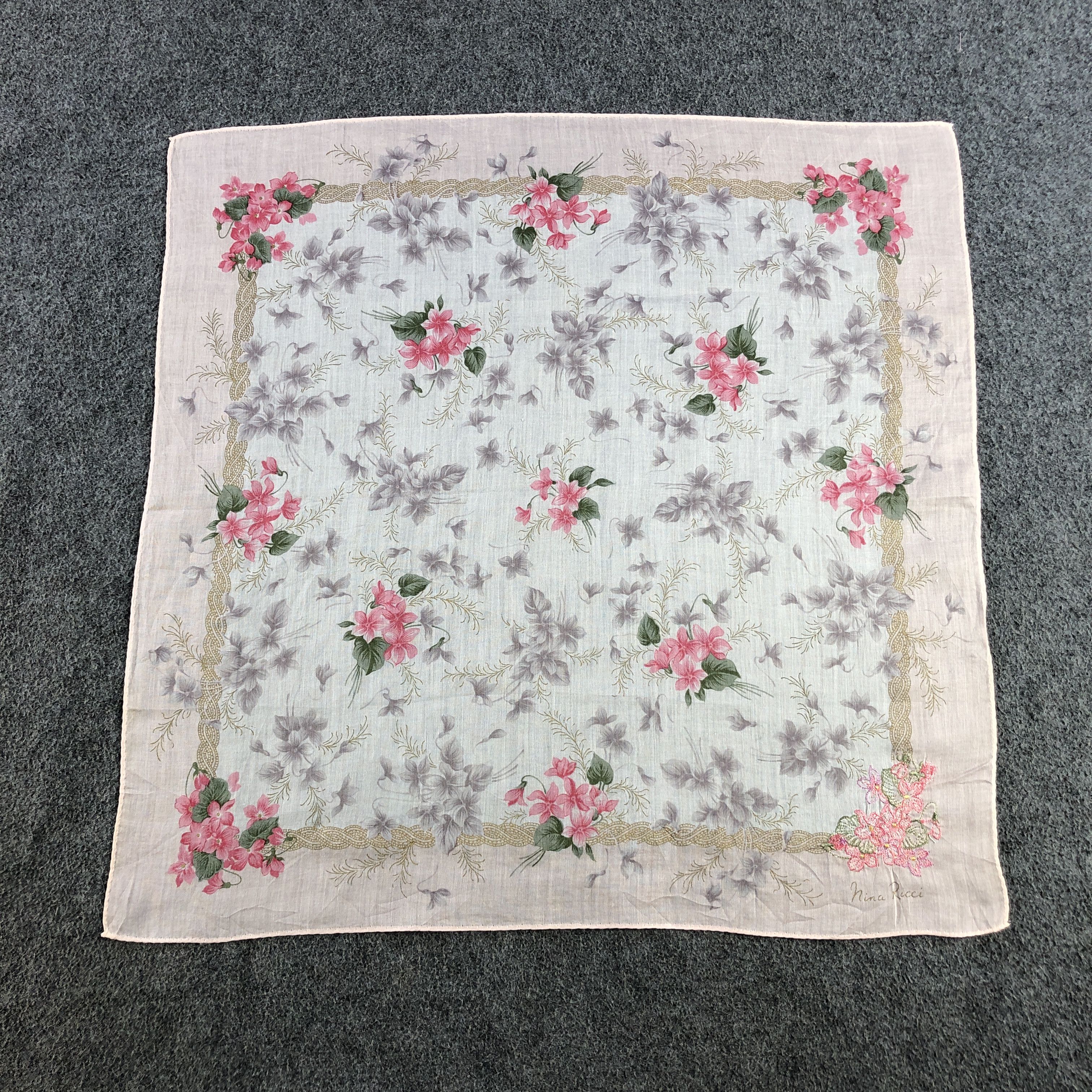Nina Ricci Nina Ricci Floral Handkerchief Neckerchief Bandana H2445 Size ONE SIZE - 1 Thumbnail