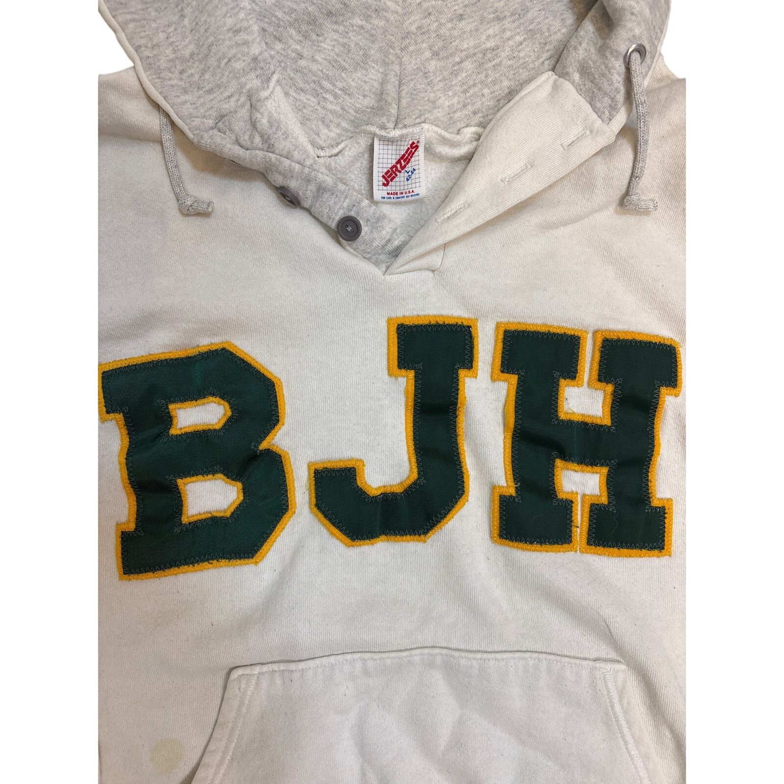 Jerzees Vintage 90s BJH Hoodie patchwork letters highschool Jr high Size US M / EU 48-50 / 2 - 3 Thumbnail
